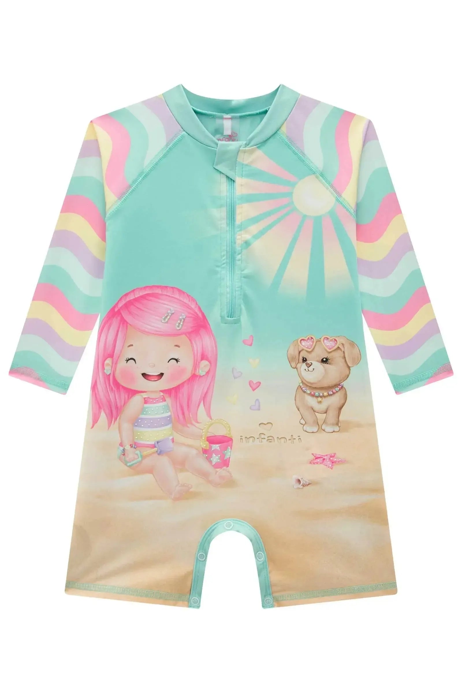 Macacão em Malha UV Dry com Proteção UV 50+ 95666 Infanti Bebê Menina