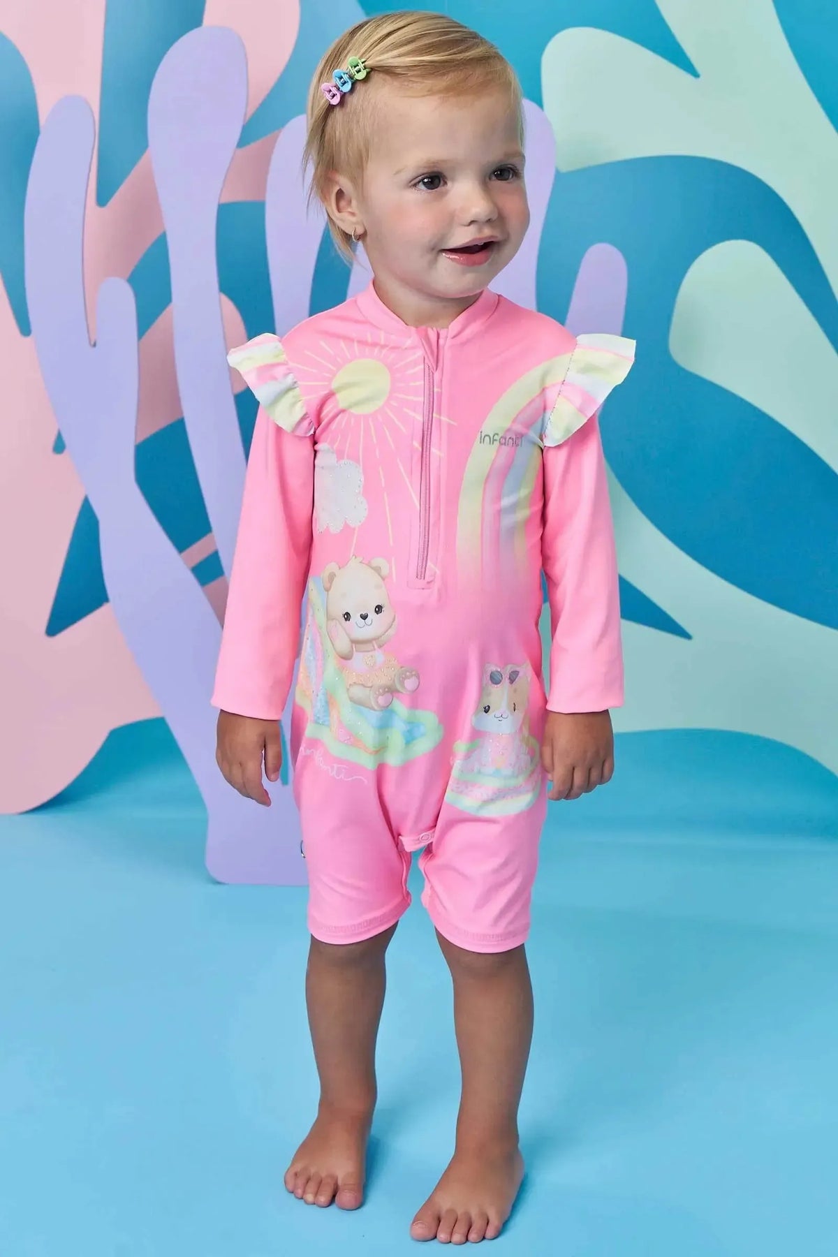 Macacão em Malha UV Dry com Proteção UV 50+ 98432 Infanti Bebê Menina