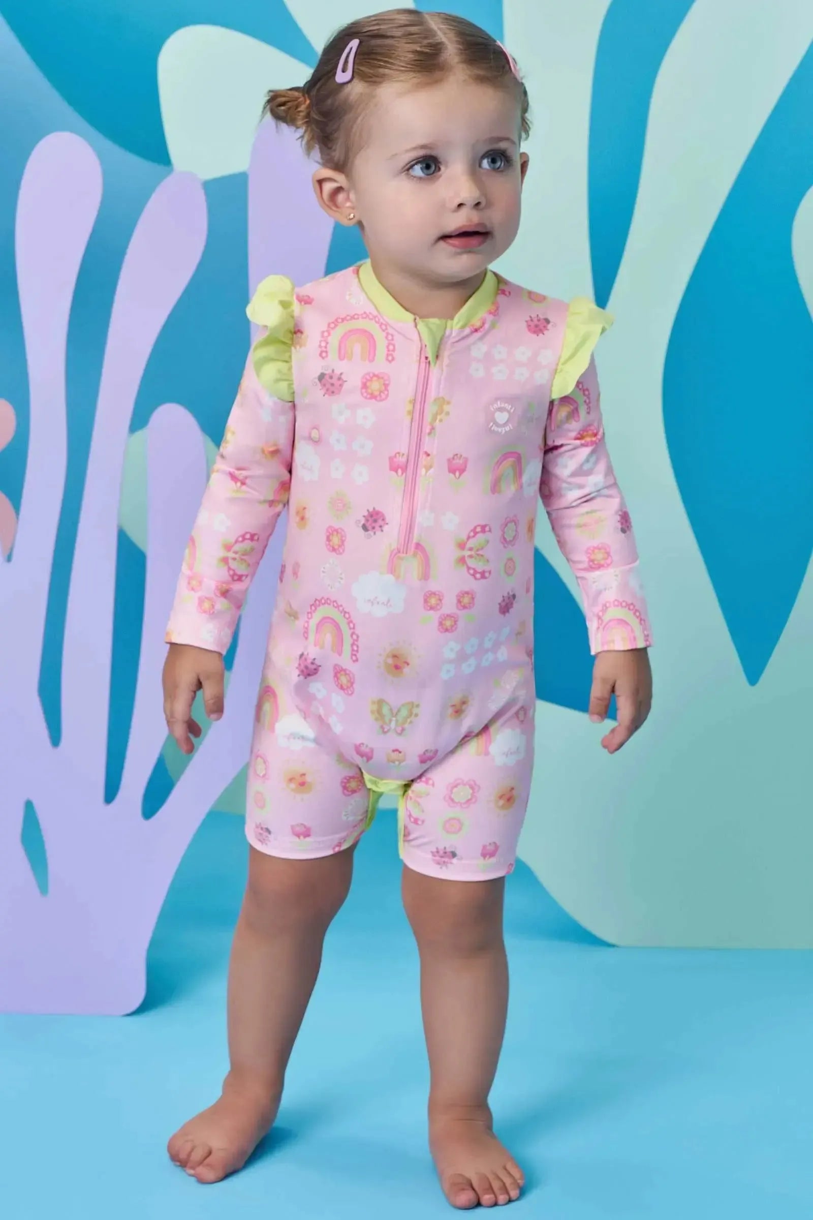 Macacão em Malha UV Dry com Proteção UV 50+ 99154 Infanti Bebê Menina