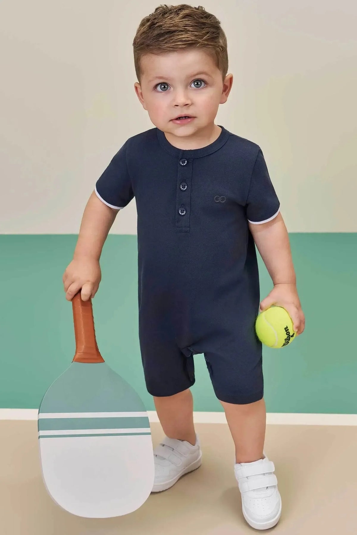 Macacão em Piquet com Elastano 97967 LucBoo Bebê Menino