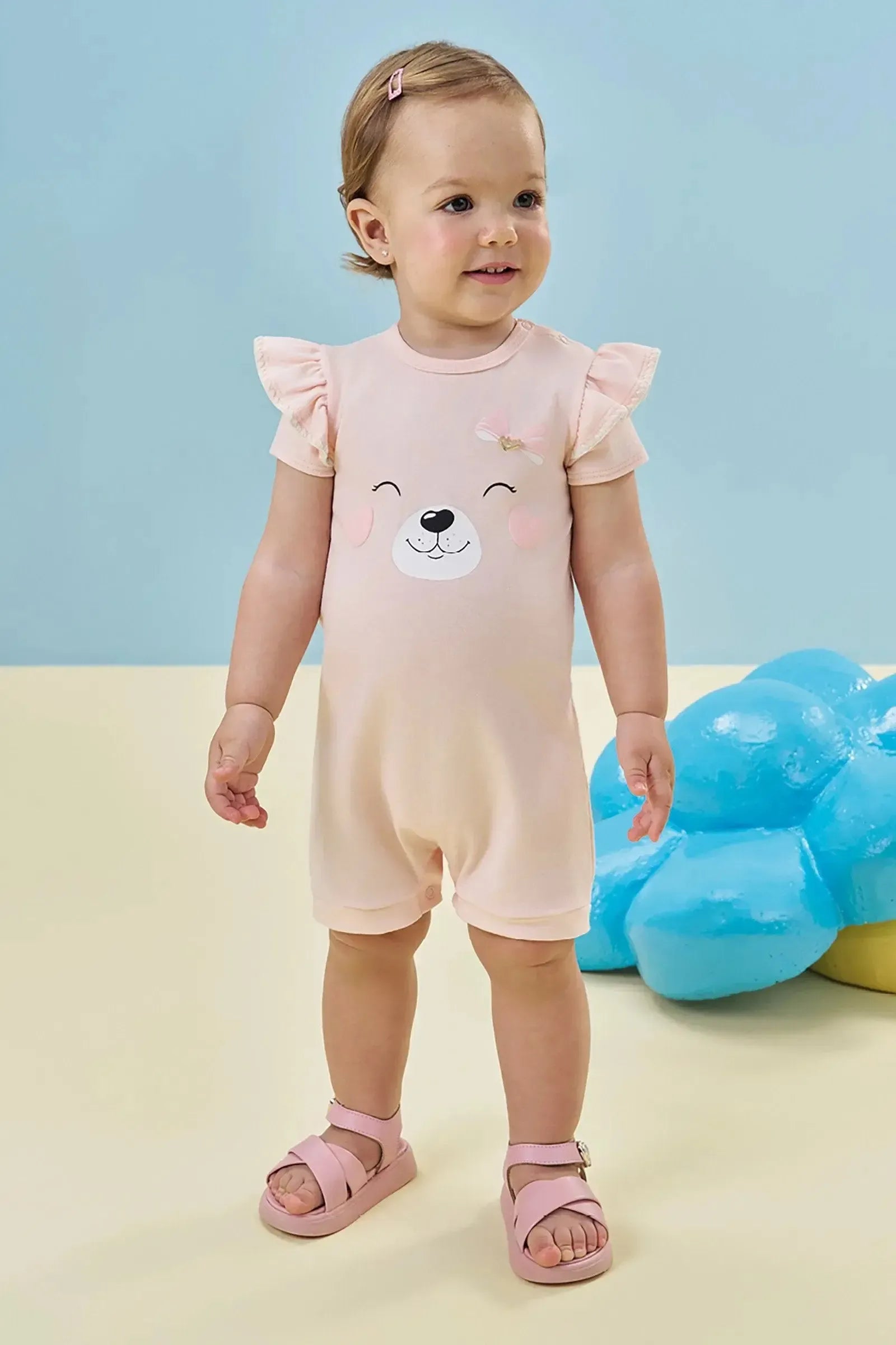 Macaquinho em Cotton 97623 Kukiê Bebê Menina