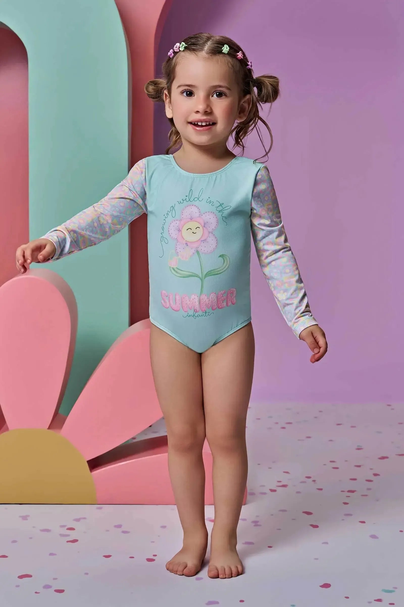 Maiô em Malha UV Dry com Proteção UV 50+ 93189 Infanti Bebê Menina