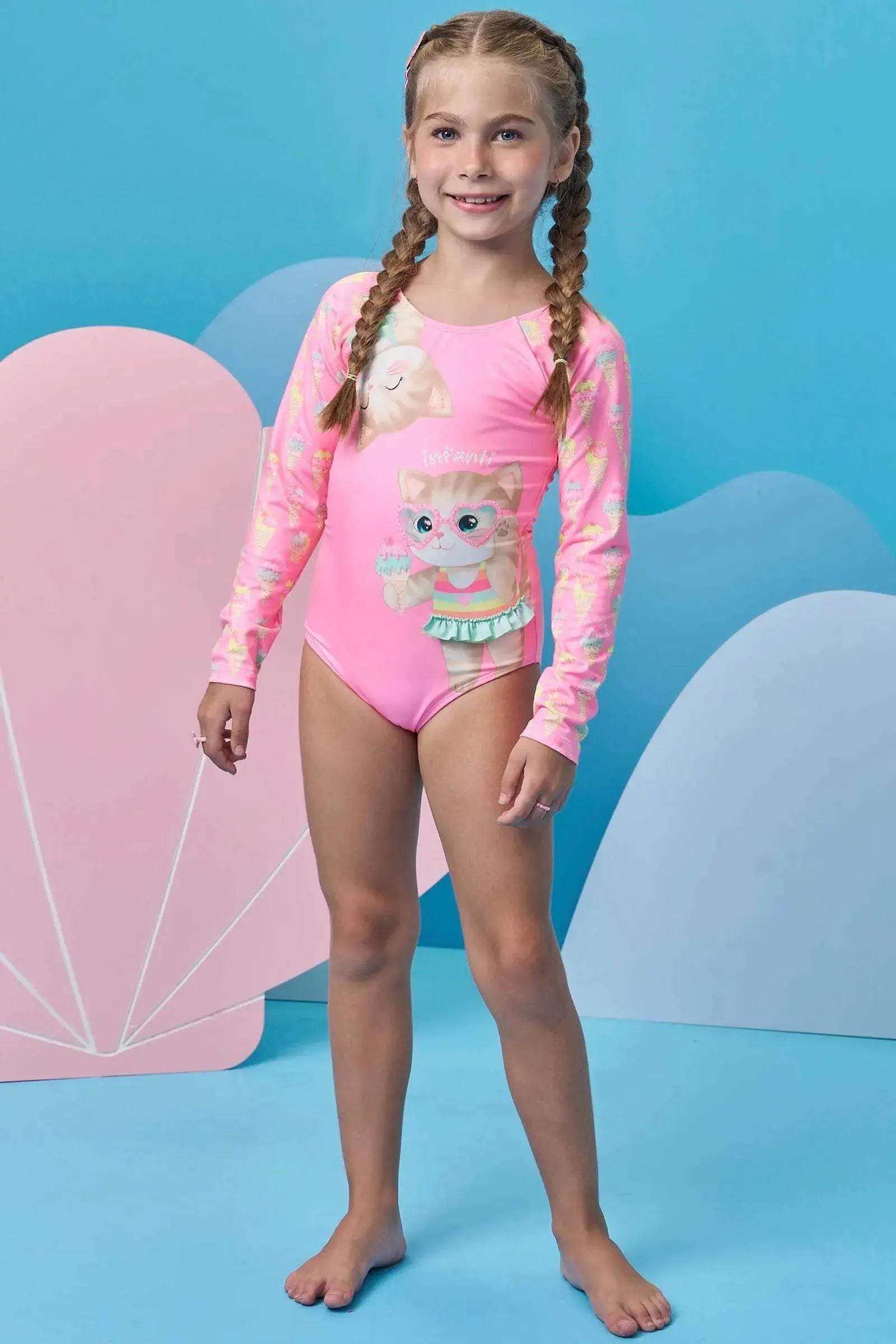 Maiô em Malha UV Dry com Proteção UV 50+ 99178 Infanti Infantil Menina
