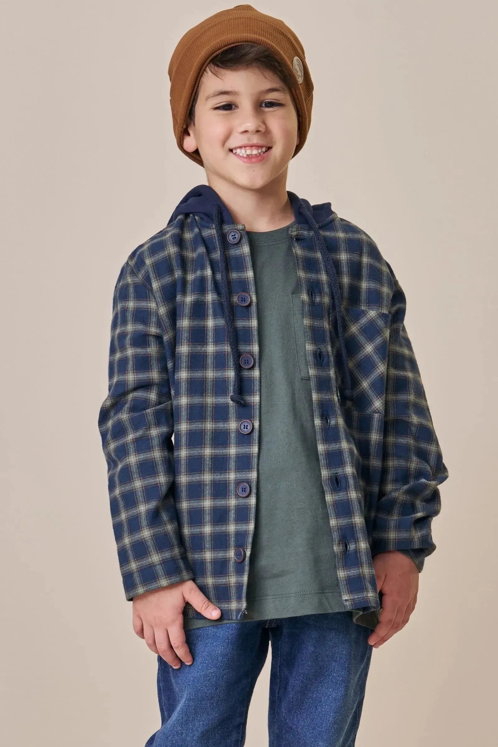 Overshirt em Flanela Xadrez 89725 LucBoo Infantil Menino