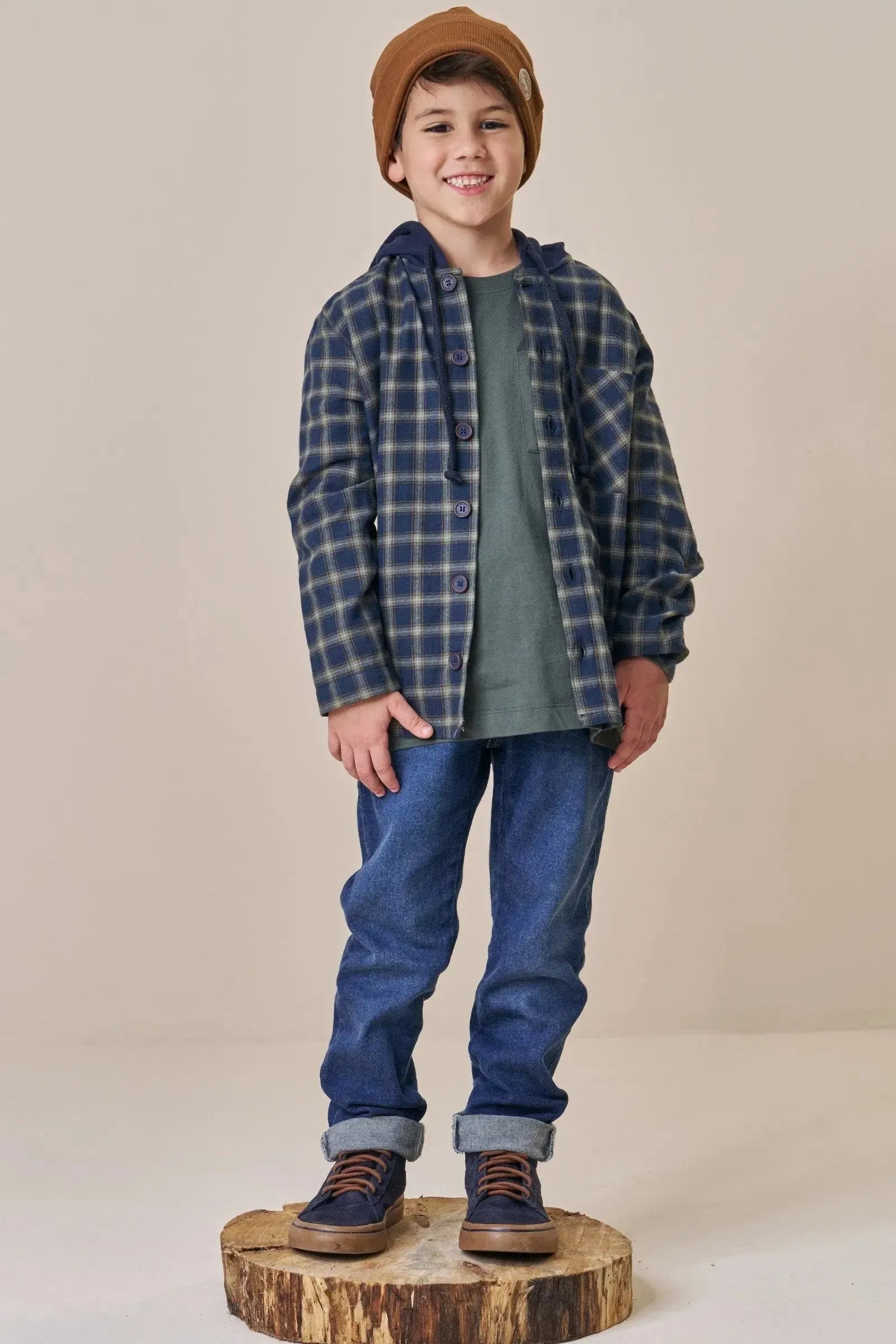 Overshirt em Flanela Xadrez 89725 LucBoo Infantil Menino