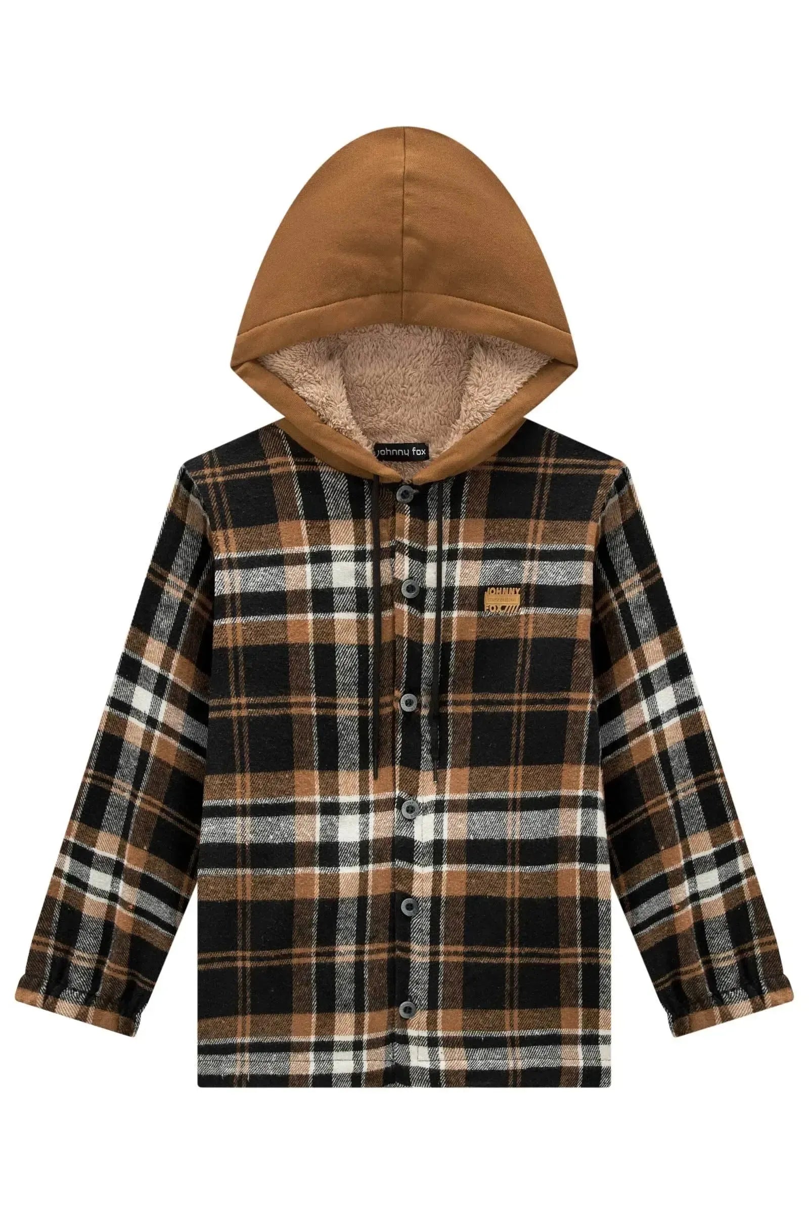 Overshirt em Flanela Xadrez e Forro Carneirinho 89789 Johnny Fox Teen Menino