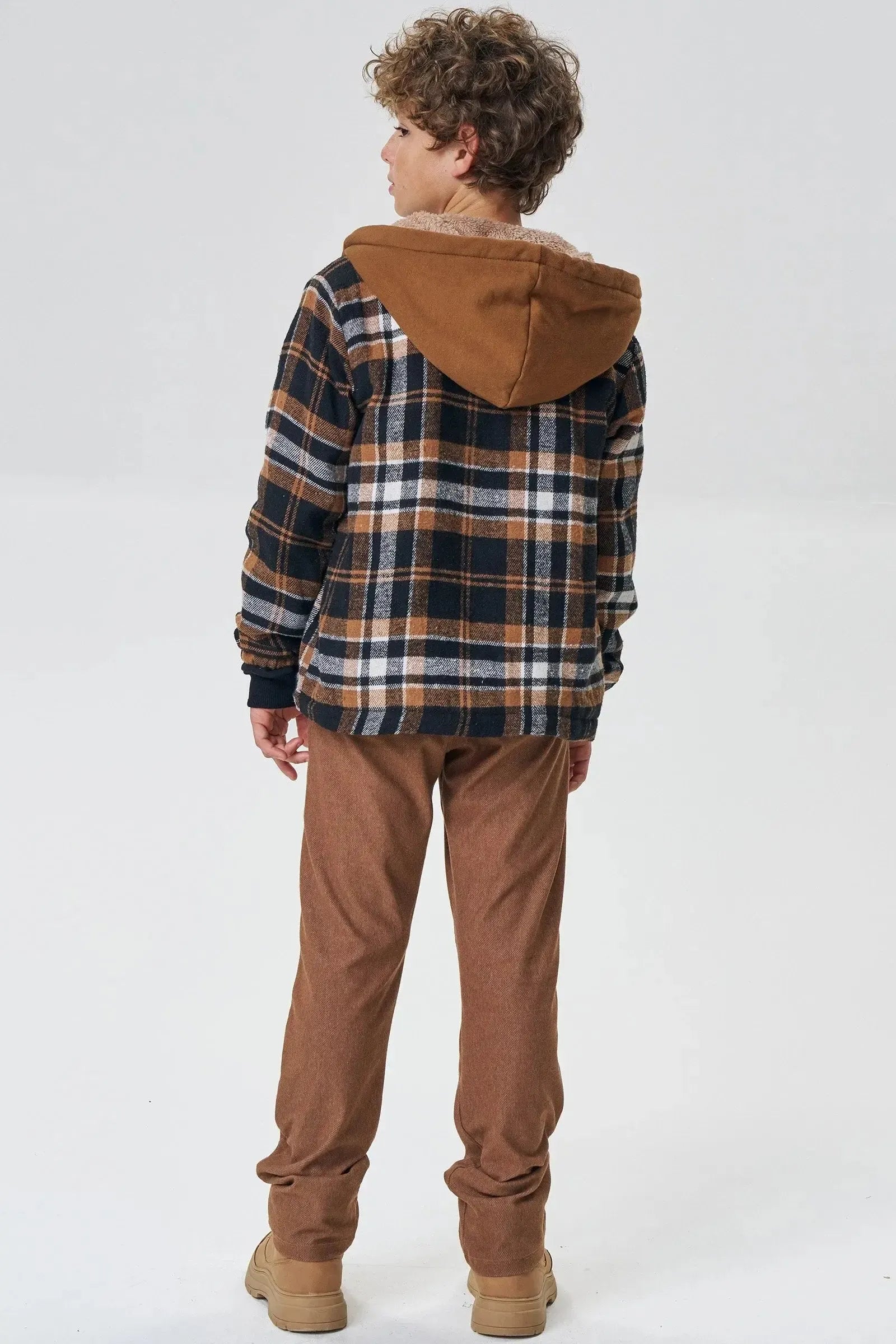 Overshirt em Flanela Xadrez e Forro Carneirinho 89789 Johnny Fox Teen Menino