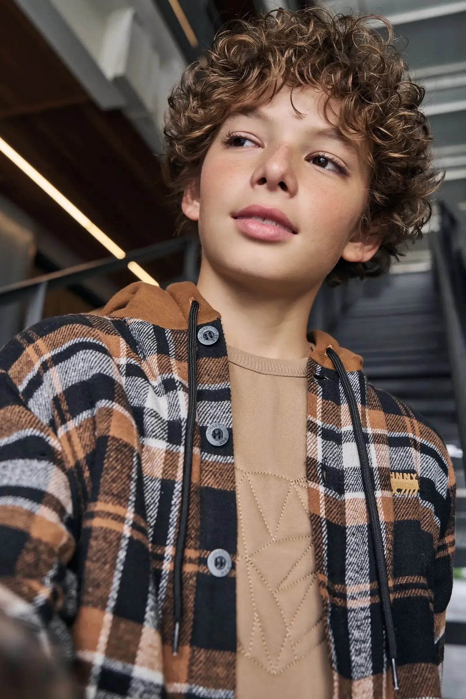 Overshirt em Flanela Xadrez e Forro Carneirinho 89789 Johnny Fox Teen Menino