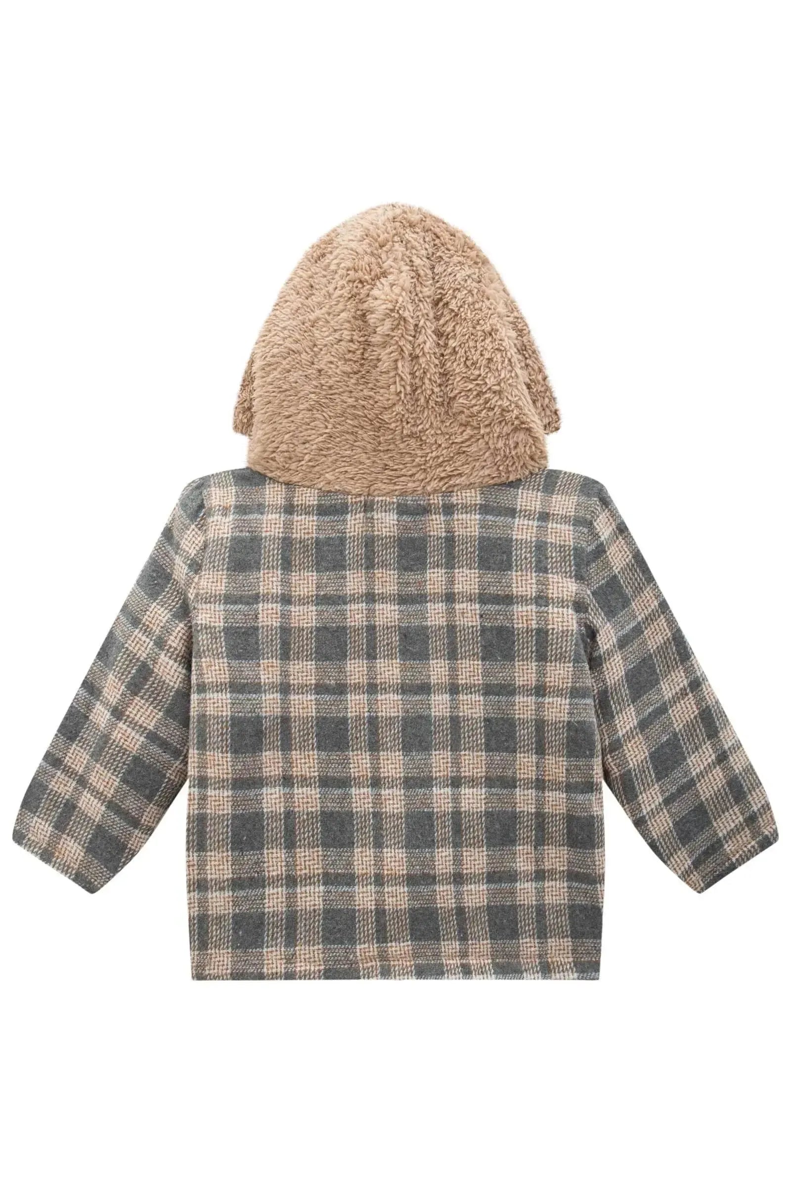Overshirt em Flanela Xadrez e Pelo Carneirinho 89512 LucBoo Bebê Menino