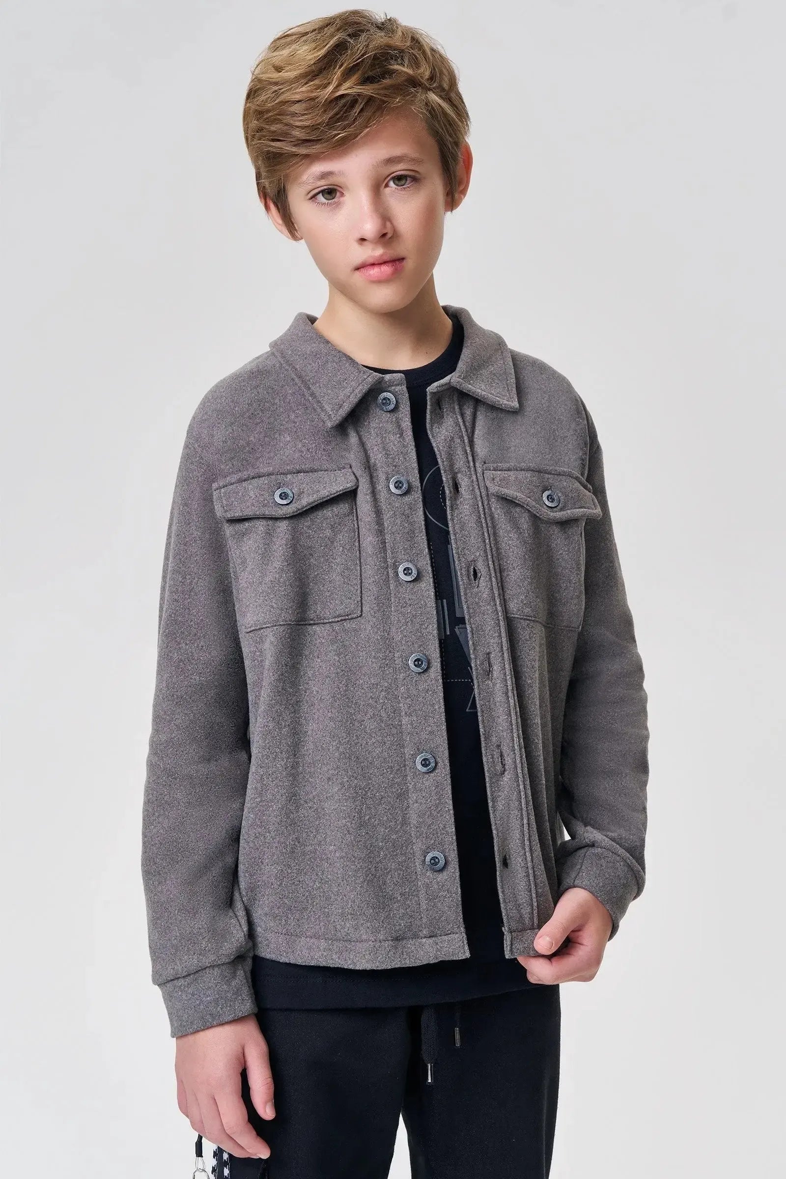 Overshirt em Ultrasoft Melange com Elastano 89793 Johnny Fox Teen Menino