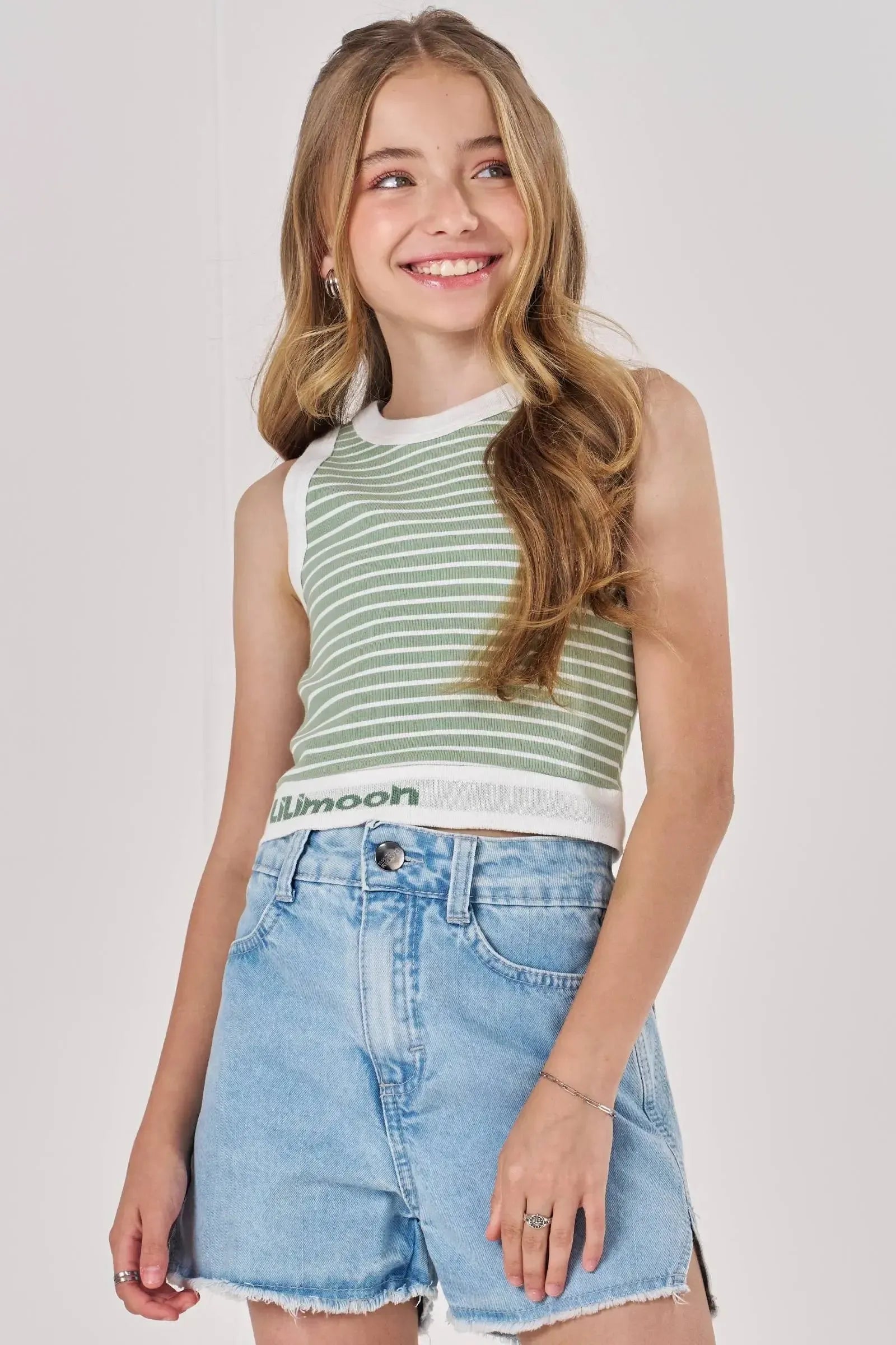 Regata Cropped em Canelado Stripes 82903 Lilimoon Teen Menina
