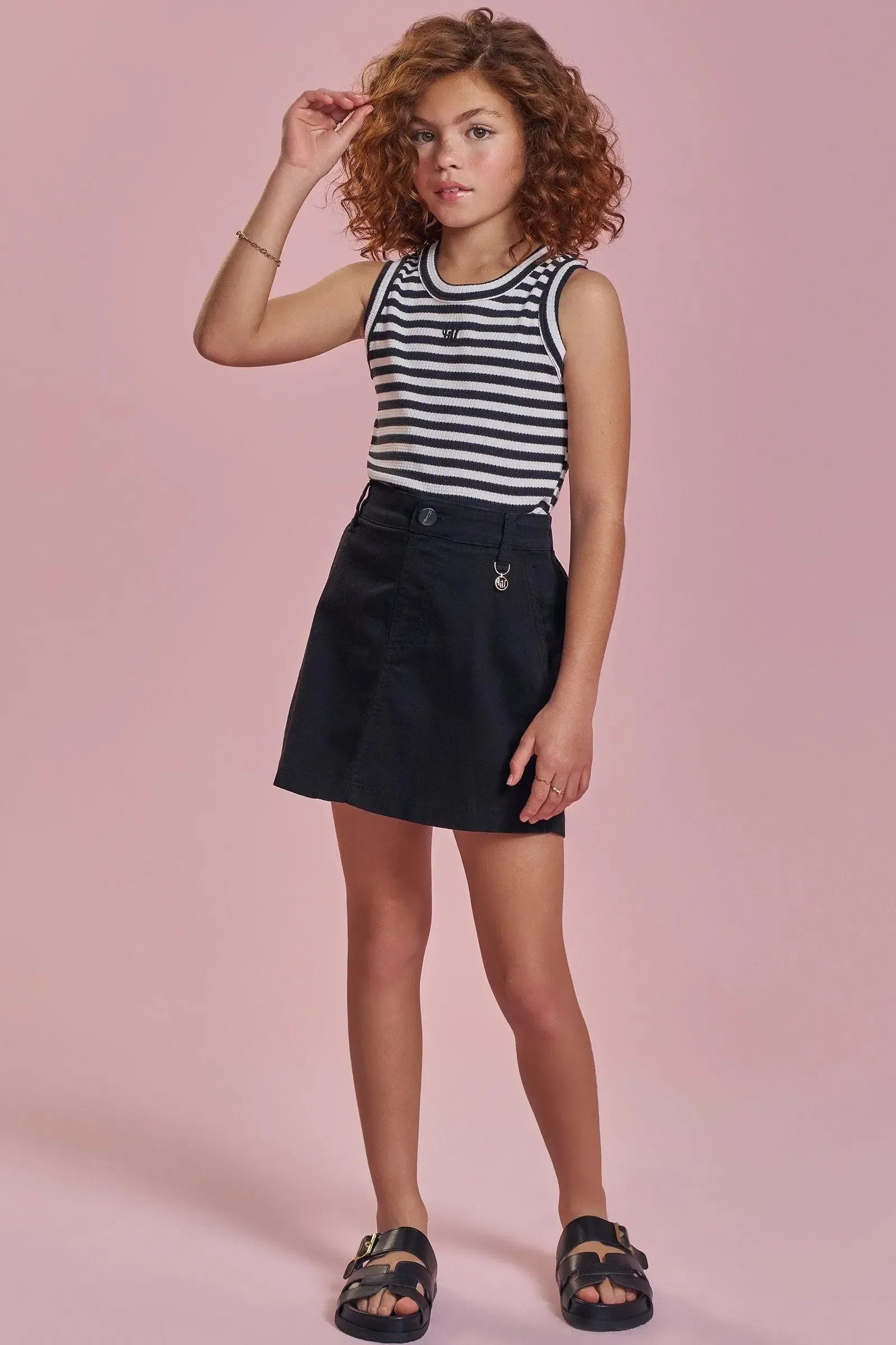 Regata em Malha Waffle Listrada 93303 Lilimoon Teen Menina