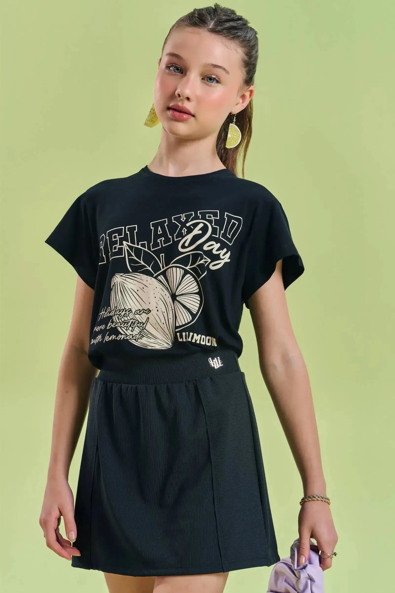 Saia em Canelado Fancy com Shorts Embutido 82894 Lilimoon Teen Menina