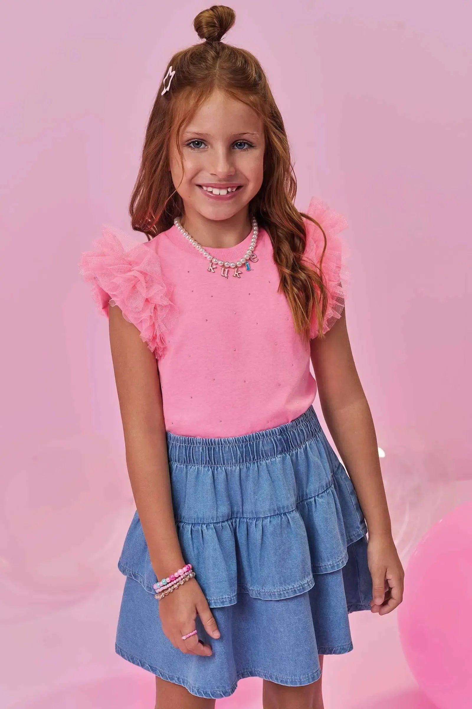 Saia em Jeans 98739 Kukiê Infantil Menina