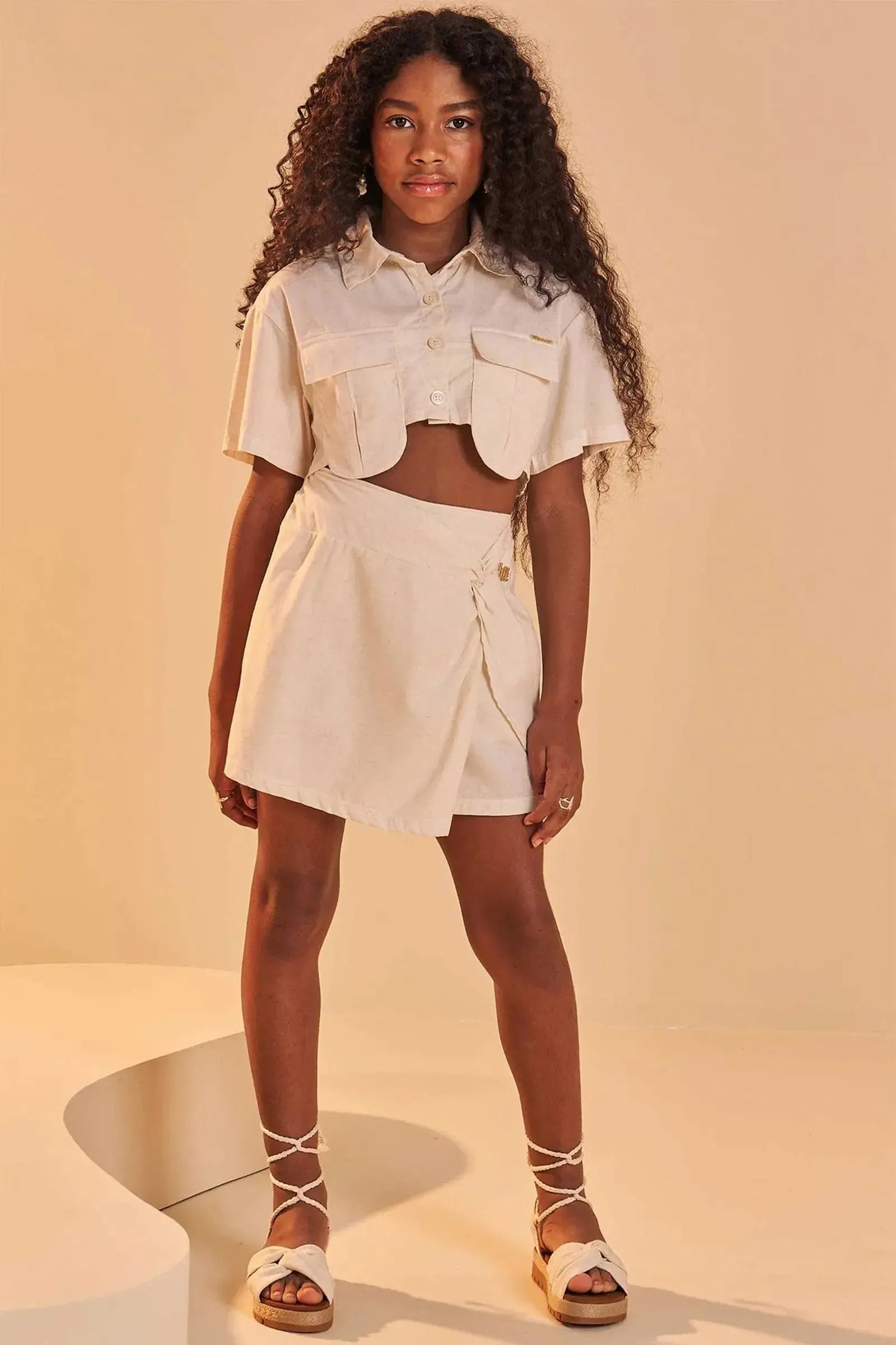 Saia em Linho Deluxe com Shorts Embutido 84735 Lilimoon Teen Menina