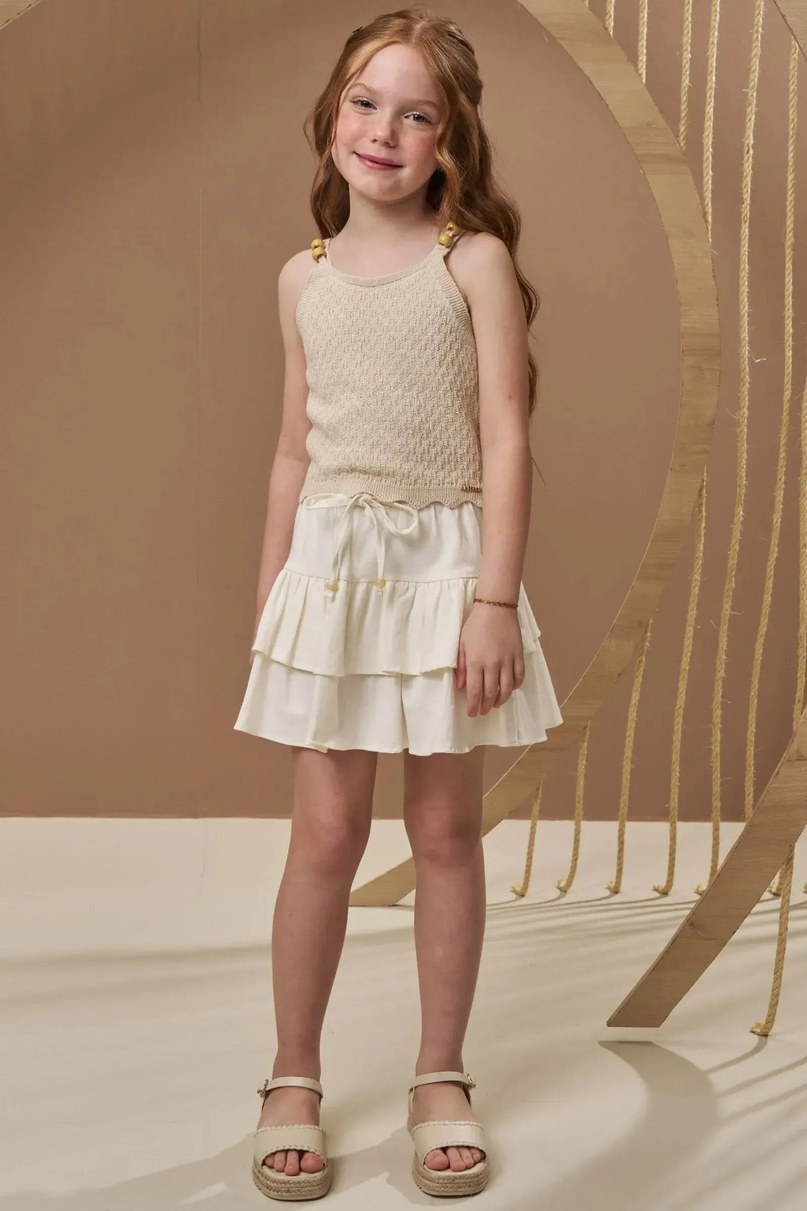 Saia em Sarja com Elastano. Com Shorts Embutido 95407 Infanti Infantil Menina