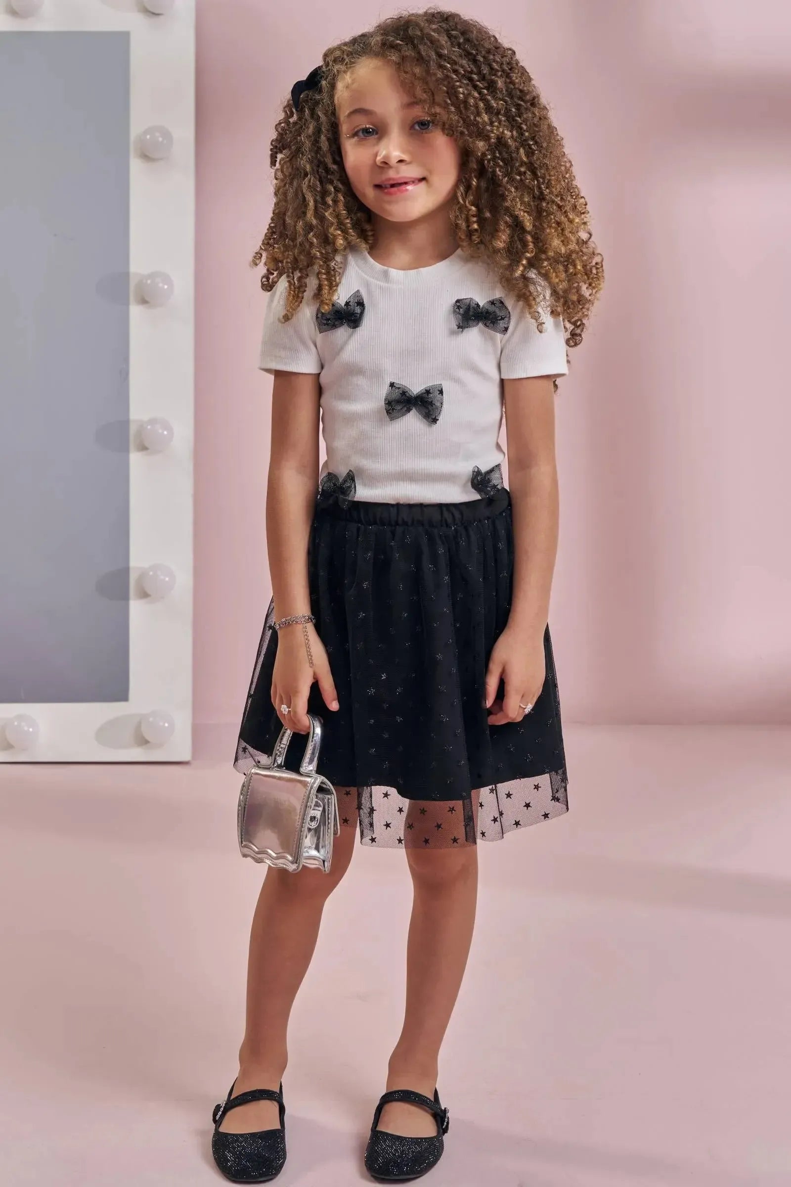 Saia em Tule Glitter Estrelas 97262 Kukiê Infantil Menina