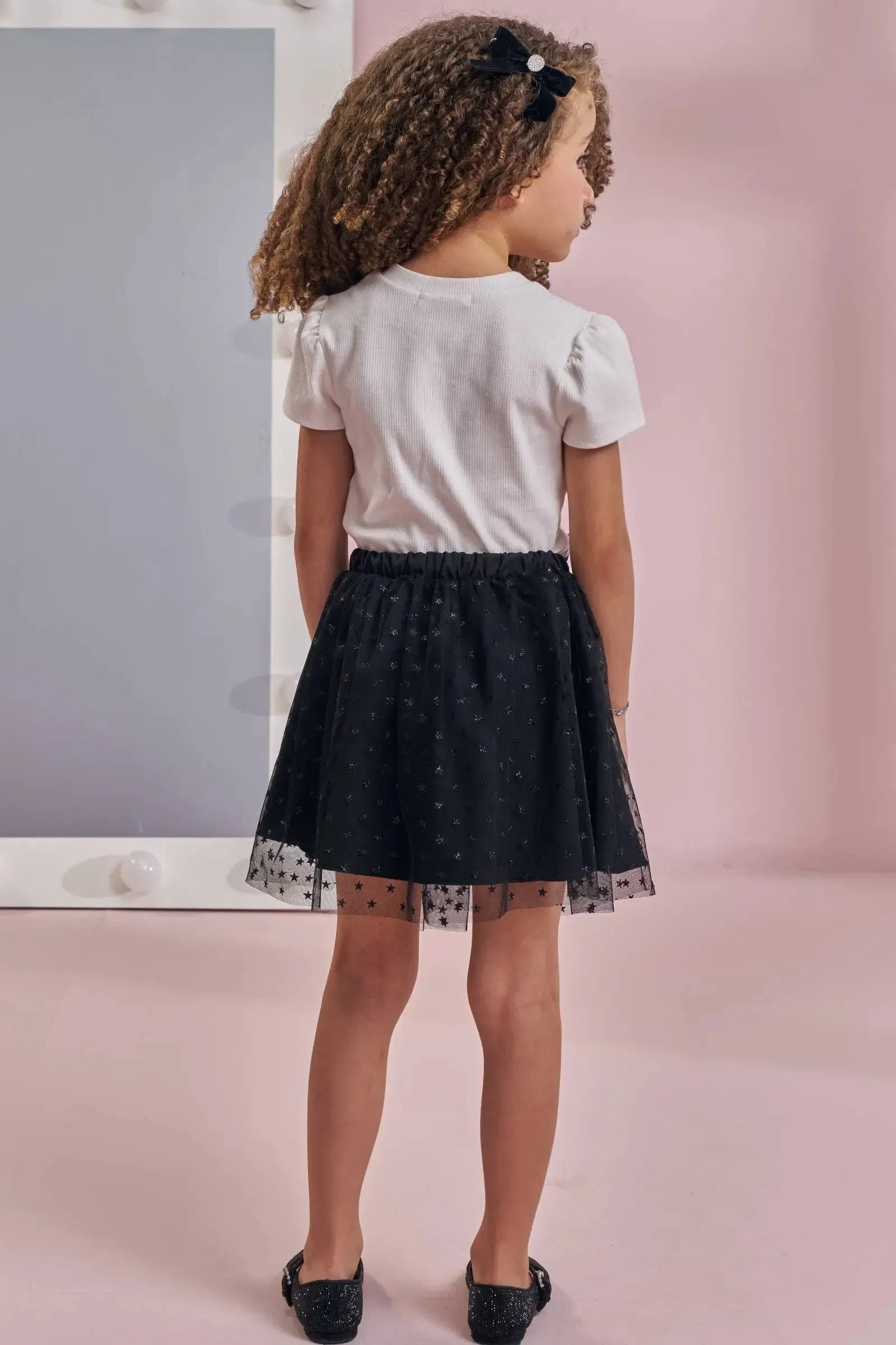 Saia em Tule Glitter Estrelas 97262 Kukiê Infantil Menina