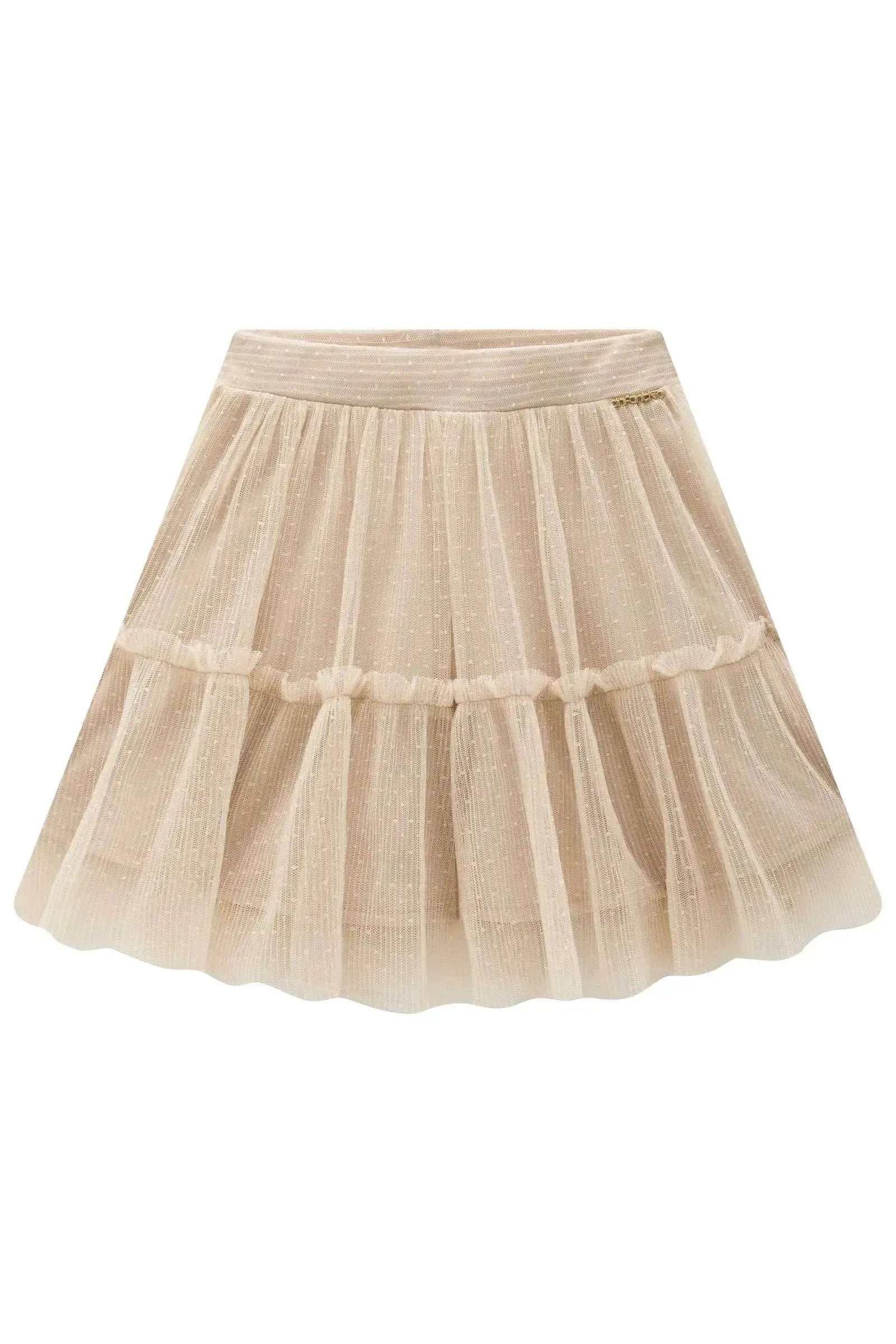 Saia em Tule Plissado Poá. Com Shorts Embutido 91891 Infanti Infantil Menina