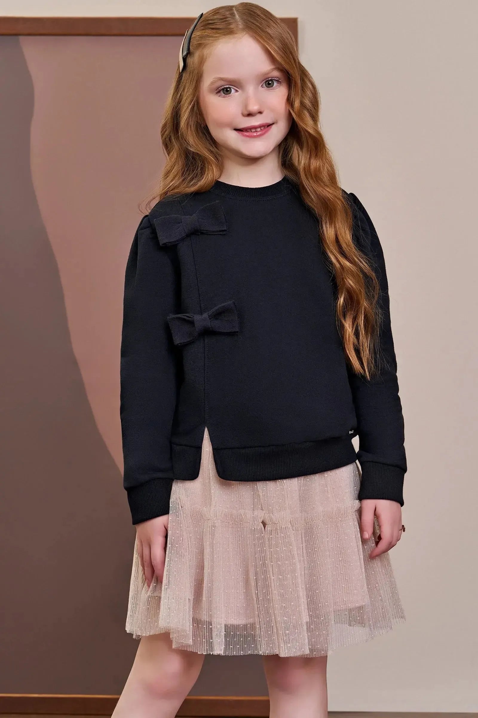 Saia em Tule Plissado Poá. Com Shorts Embutido 91891 Infanti Infantil Menina