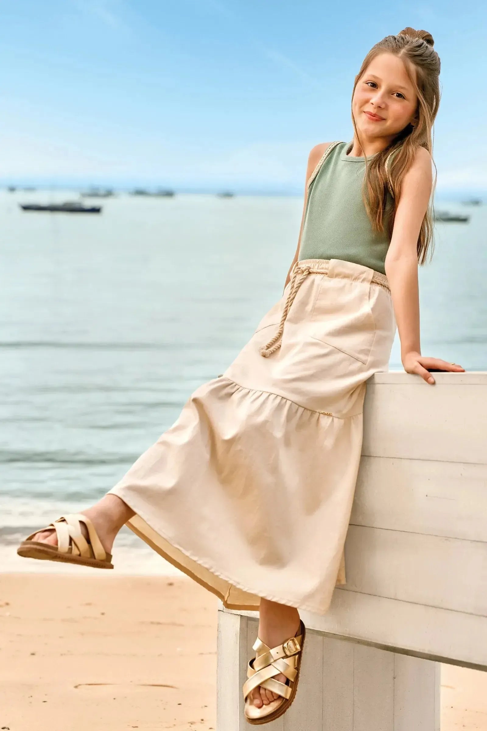 Saia New Midi em Linho com Elastano 94395 Vic&Vicky Teen Menina