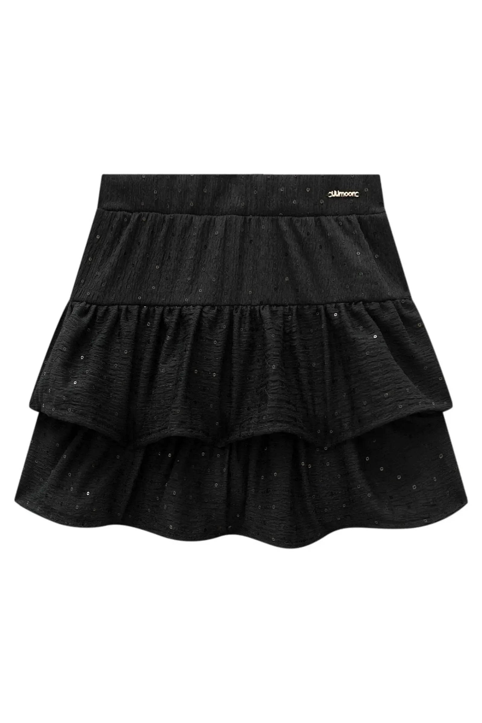 Saia Ruffle em Anarruga Bordada Paetê com Shorts Embutido 98166 Lilimoon Teen Menina