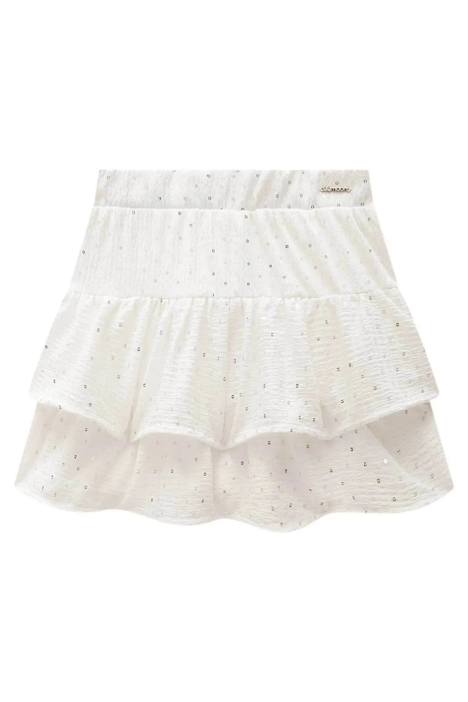 Saia Ruffle em Anarruga Bordada Paetê com Shorts Embutido 98166 Lilimoon Teen Menina