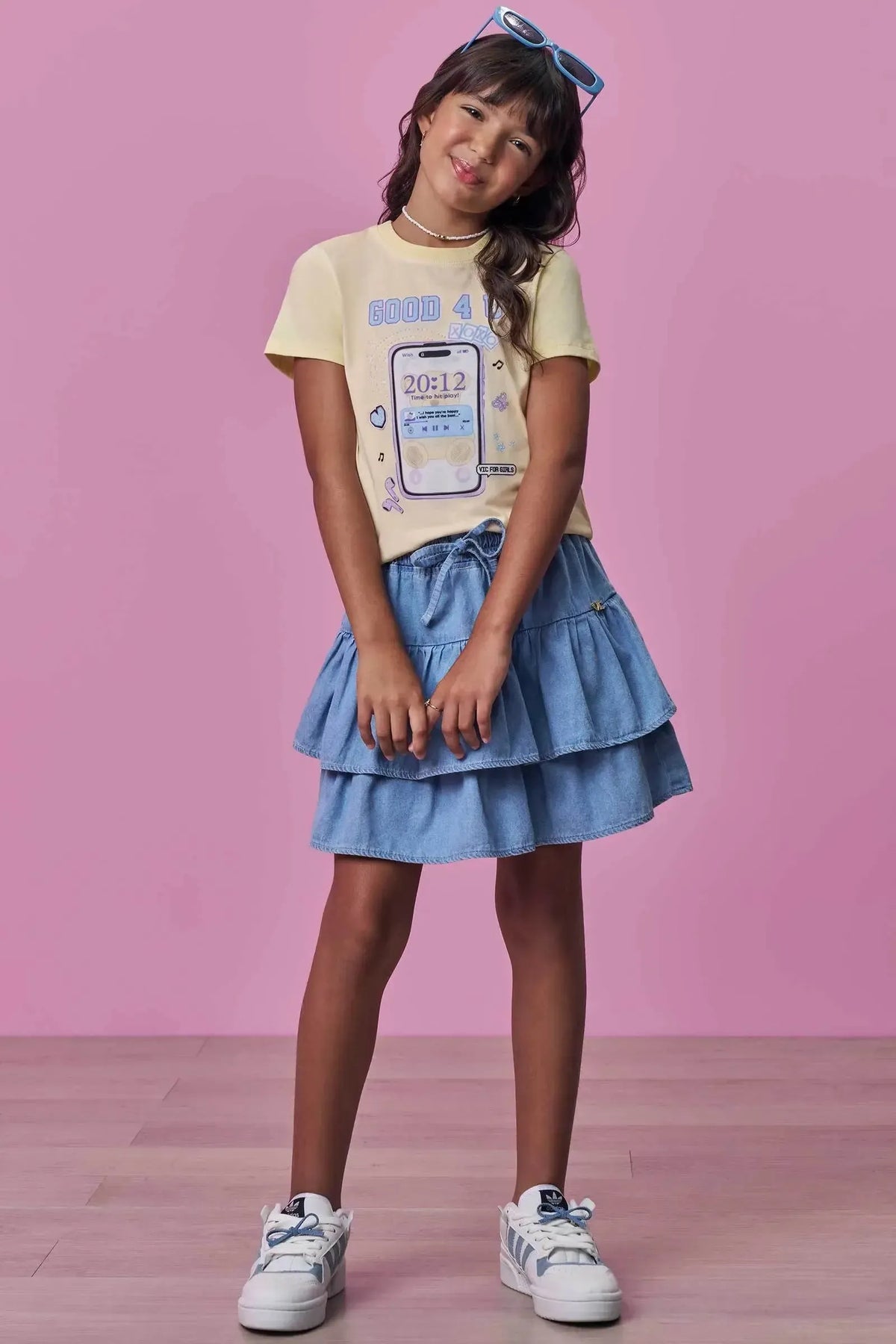 Saia Ruffles em Jeans 98195 Vic Teen Menina