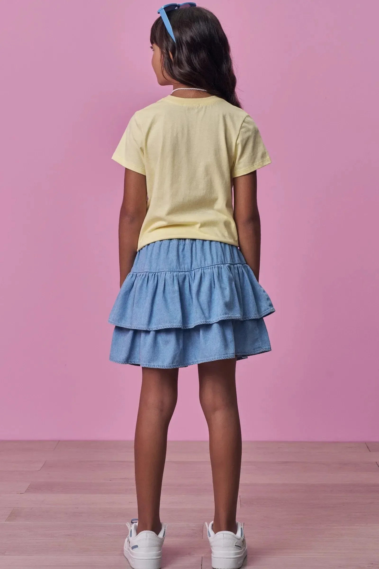 Saia Ruffles em Jeans 98195 Vic Teen Menina