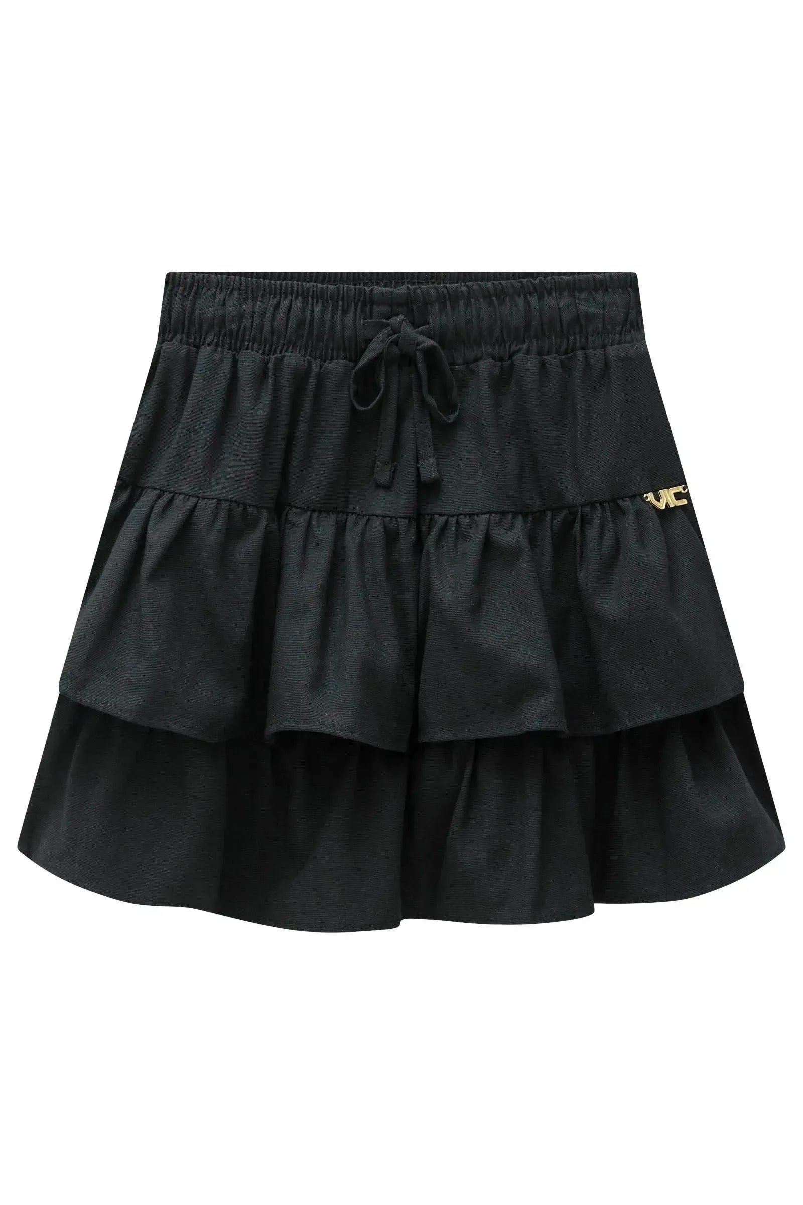 Saia Ruffles em Linho com Elastano com Shorts Embutido 98200 Vic Teen Menina