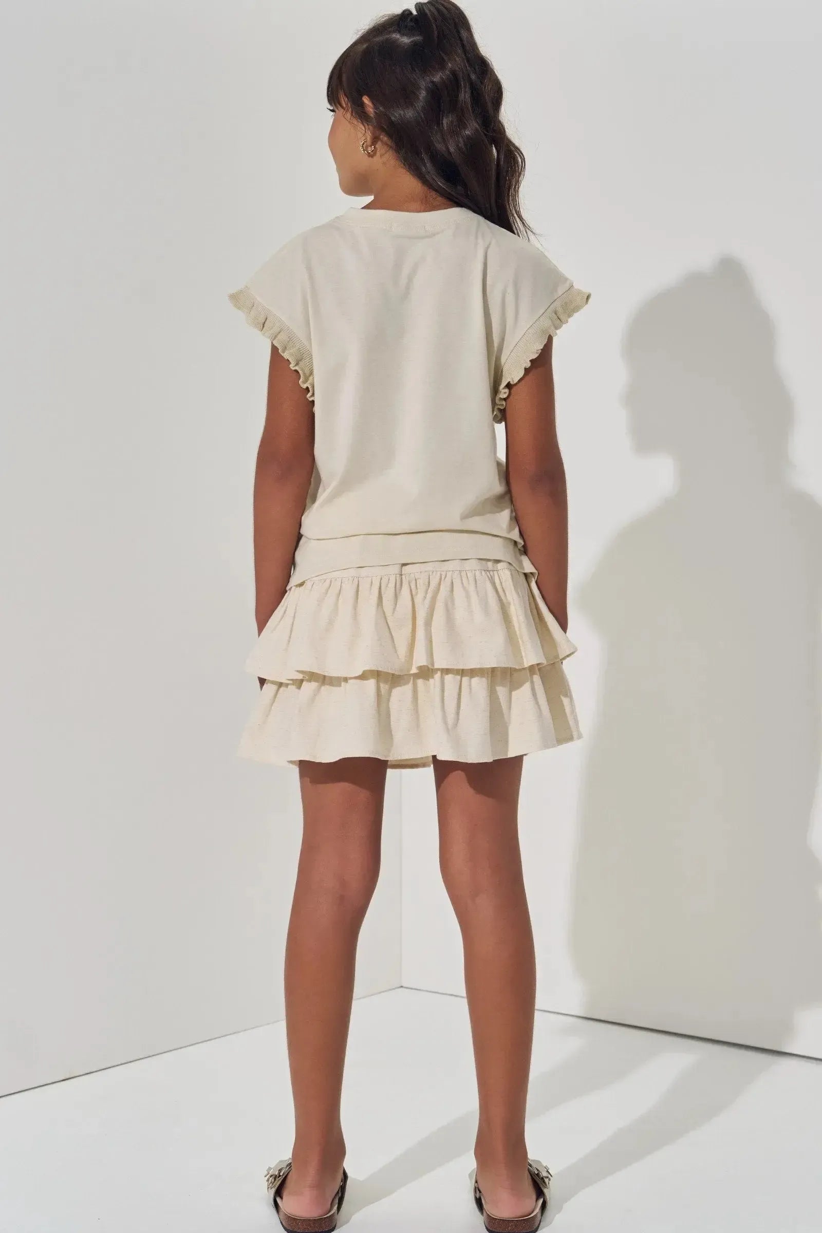 Saia Ruffles em Linho com Elastano com Shorts Embutido 98200 Vic Teen Menina