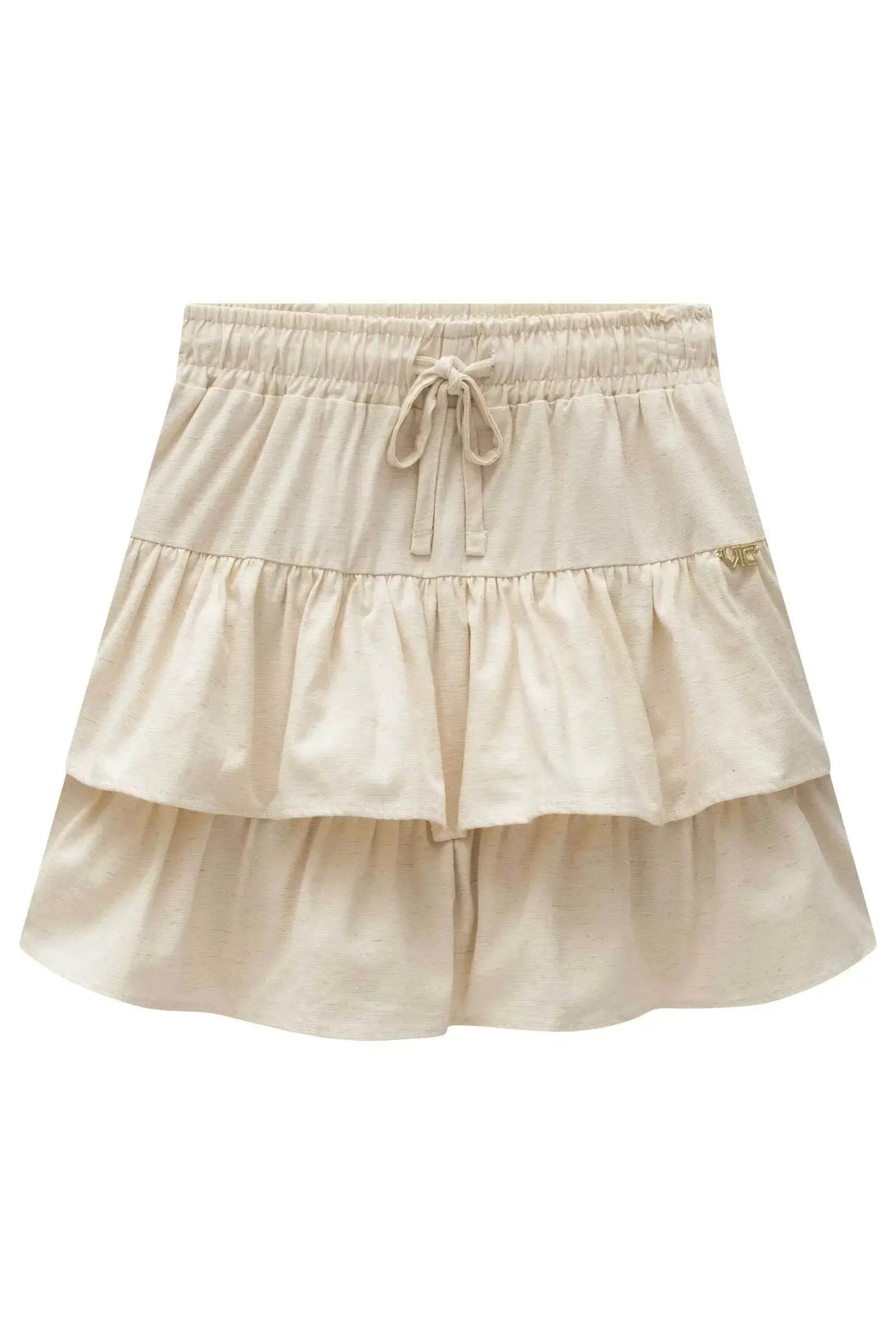 Saia Ruffles em Linho com Elastano com Shorts Embutido 98200 Vic Teen Menina
