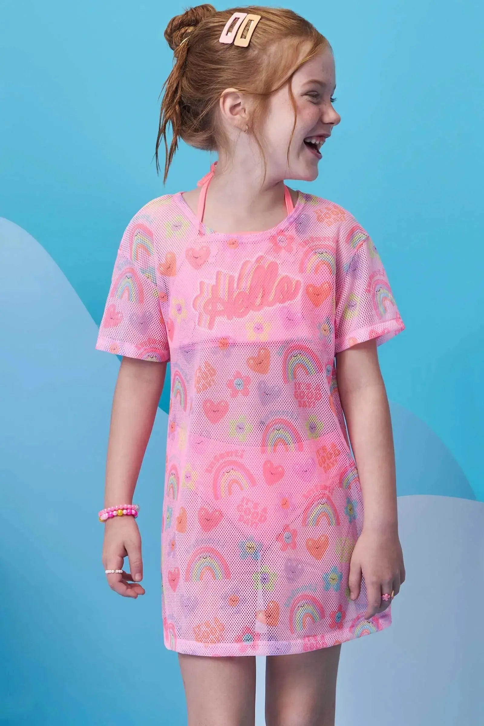 Saída de Praia em Tela Fashion 98398 Infanti Infantil Menina