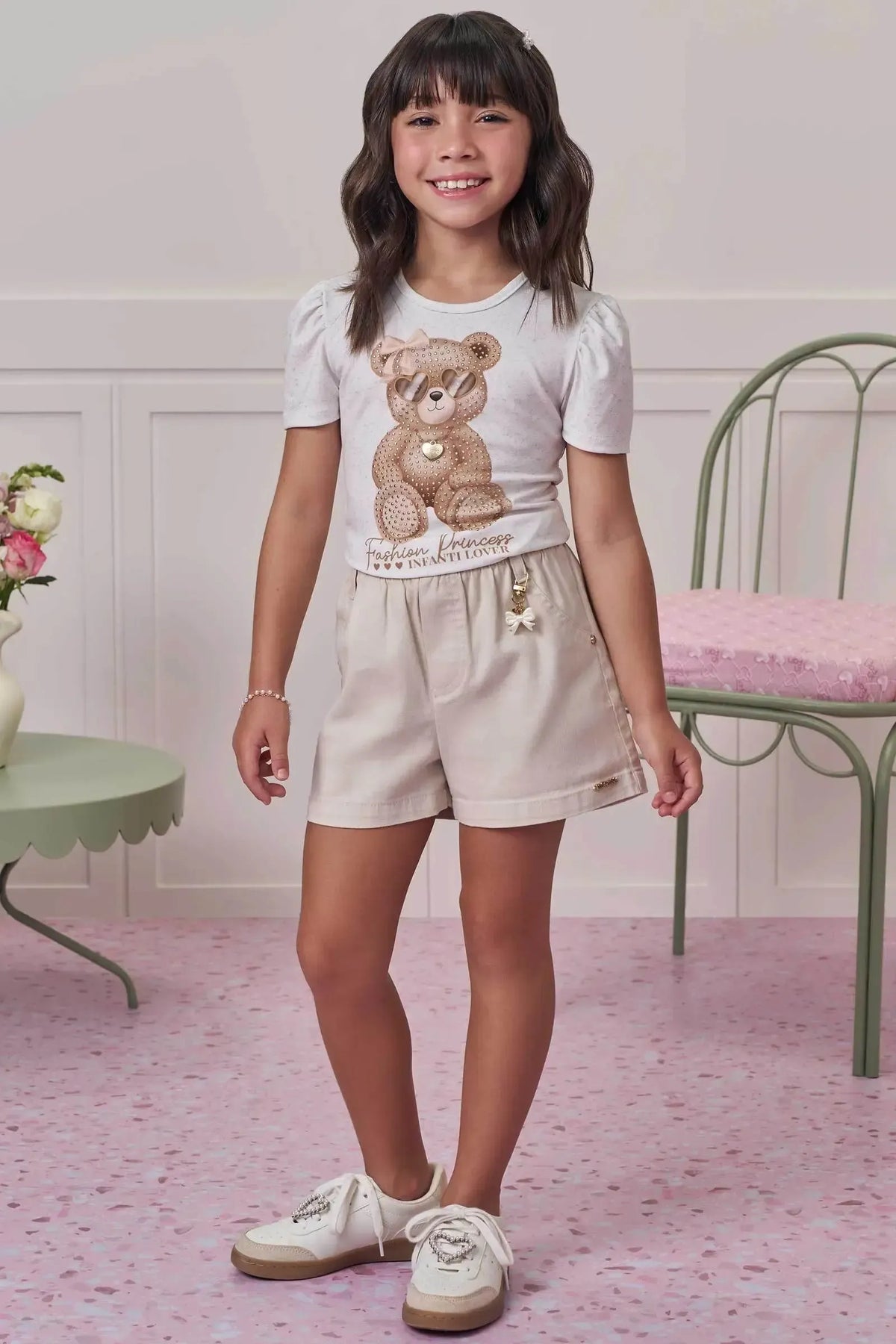 Short em Sarja com Elastano 98762 Infanti Infantil Menina