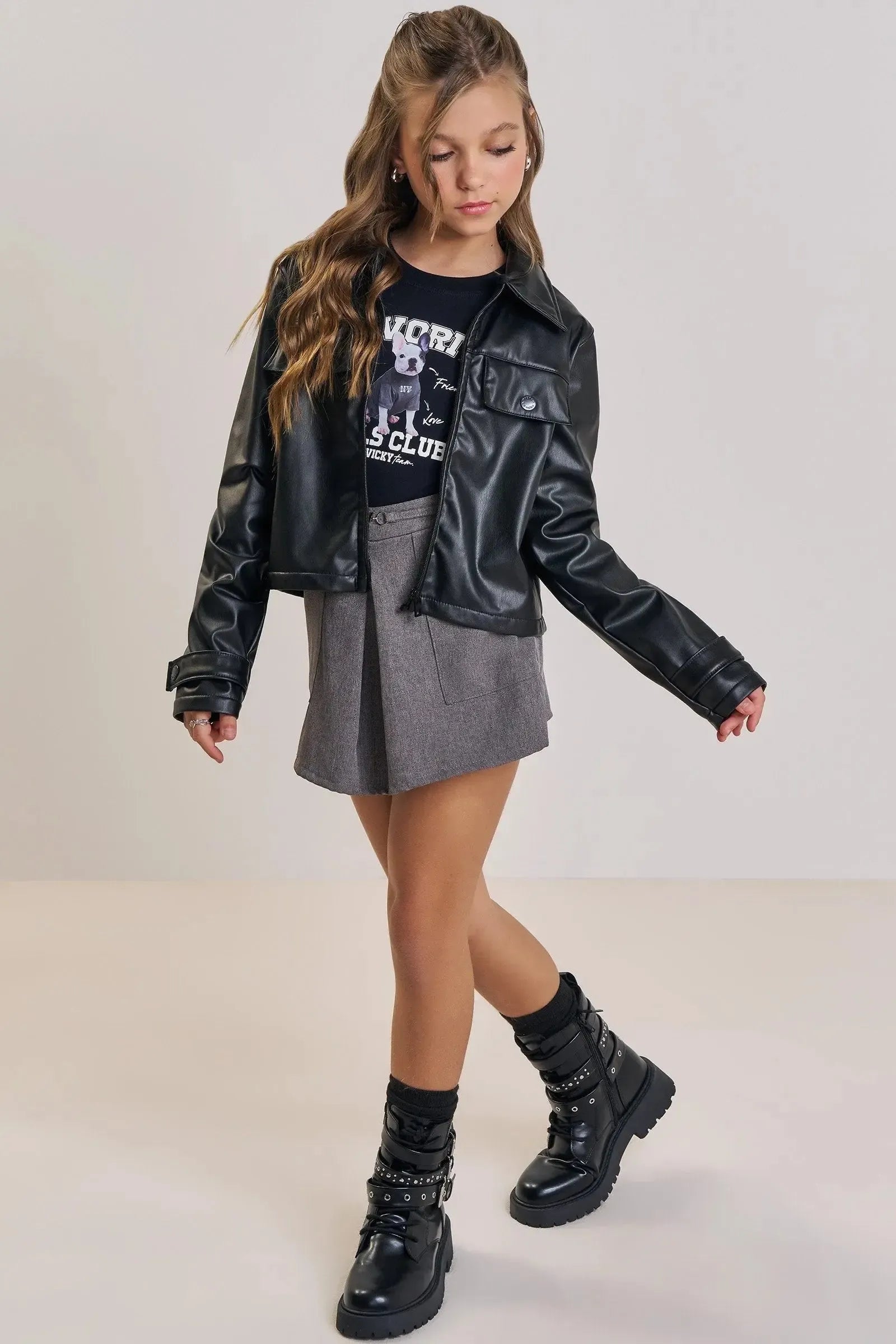 Short Saia em Alfaiataria Stella 89429 Vic&Vicky Teen Menina