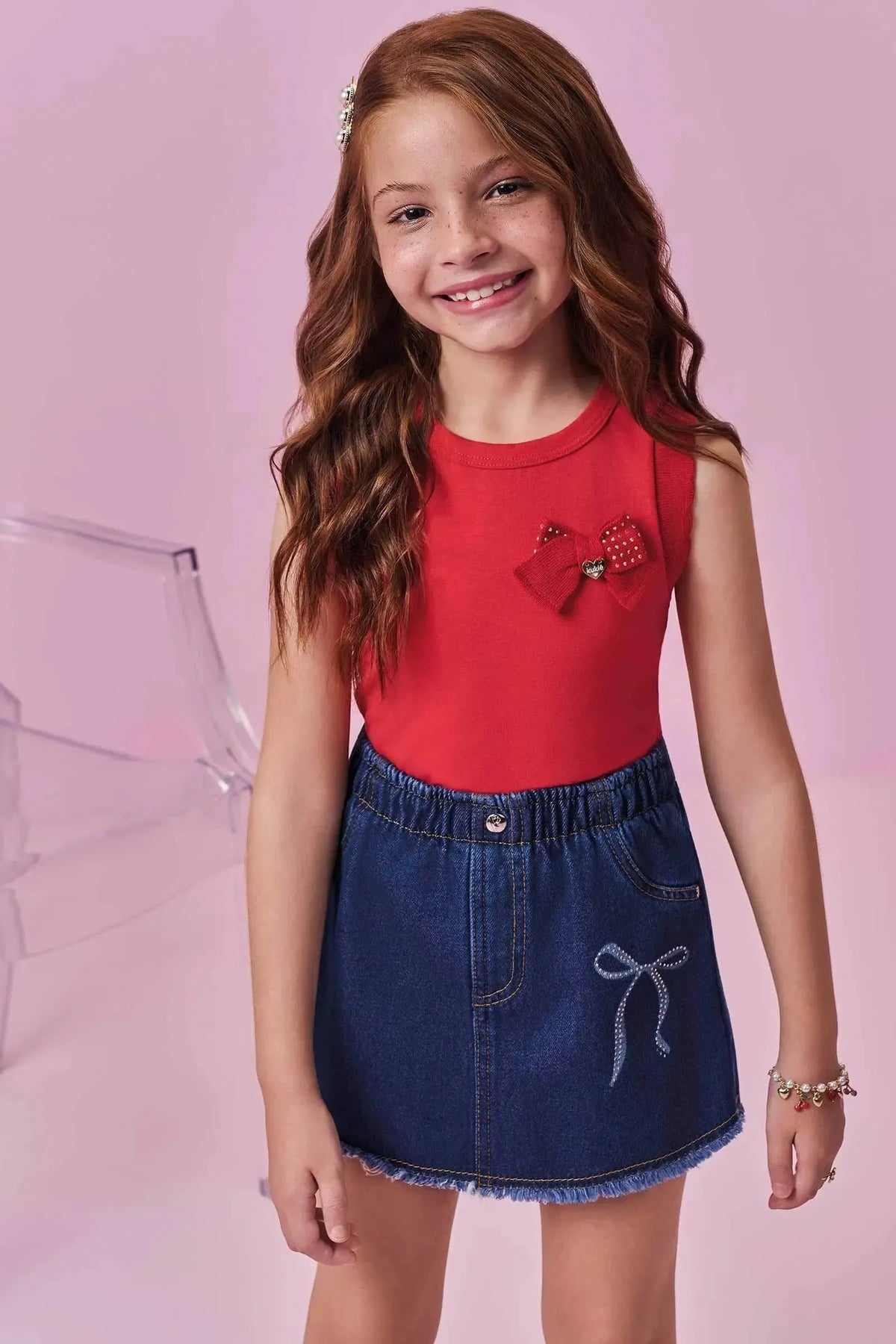 Short Saia em Jeans 98735 Kukiê Infantil Menina