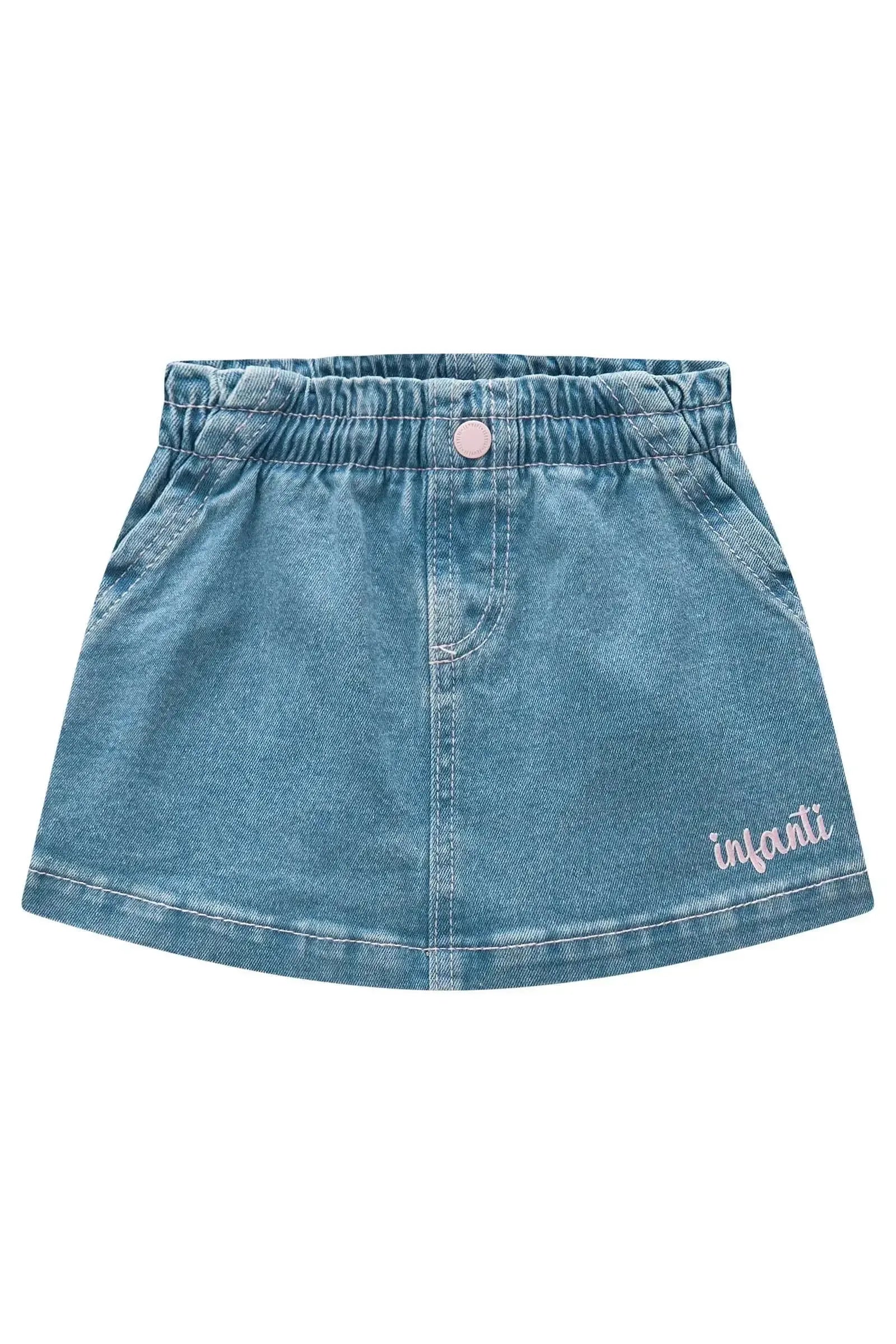 Short Saia em Jeans com Elastano 83663 Infanti Bebê Menina