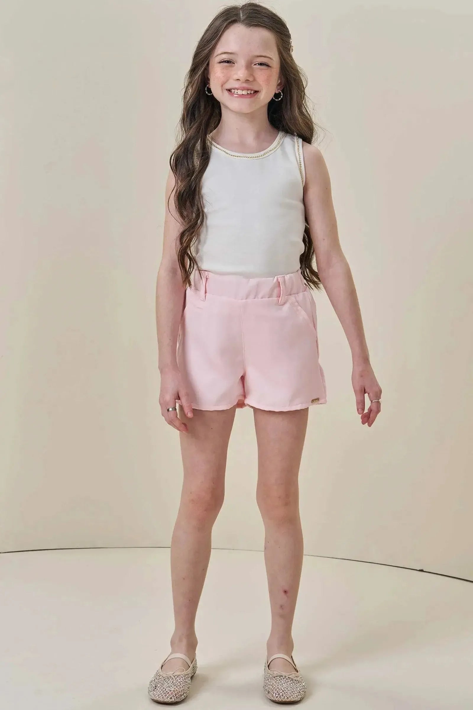Shorts em Alfaiataria Twill 85893 Infanti Infantil Menina