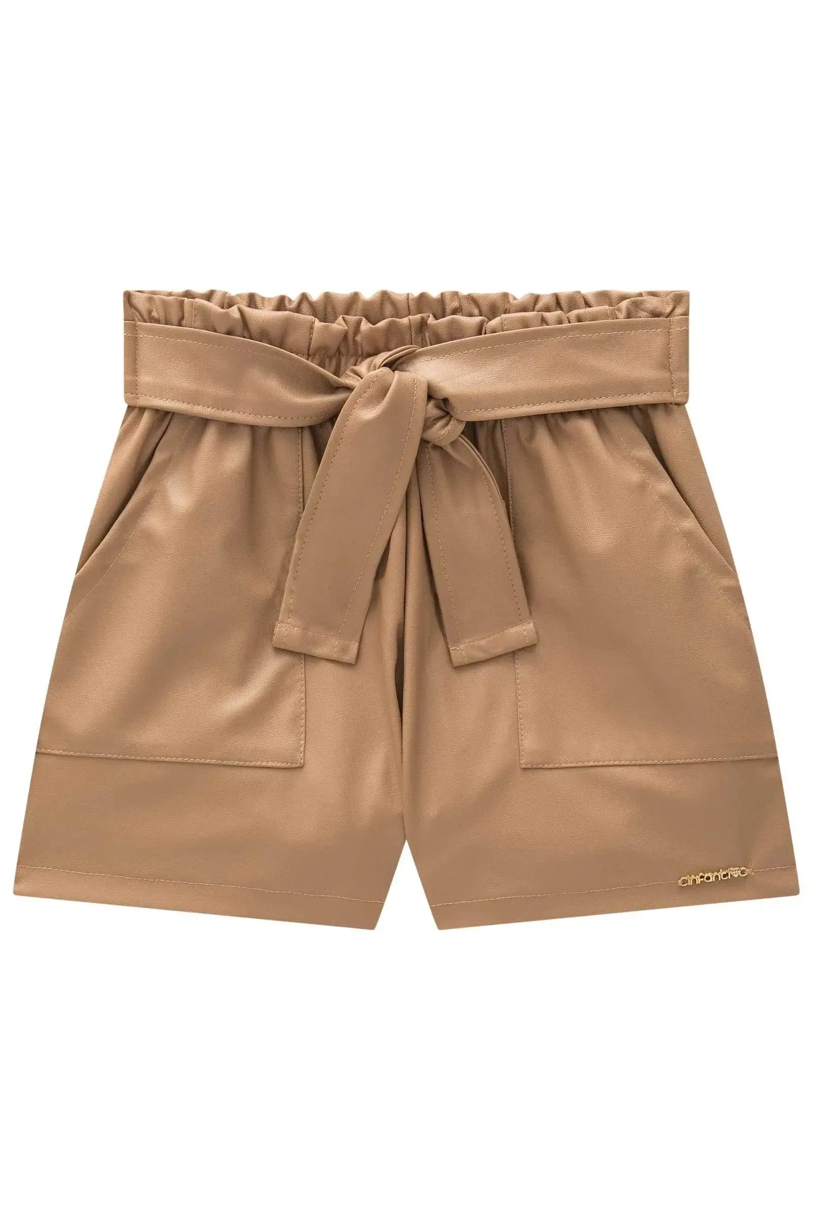 Shorts em Couro Sintético 90332 Infanti Infantil Menina