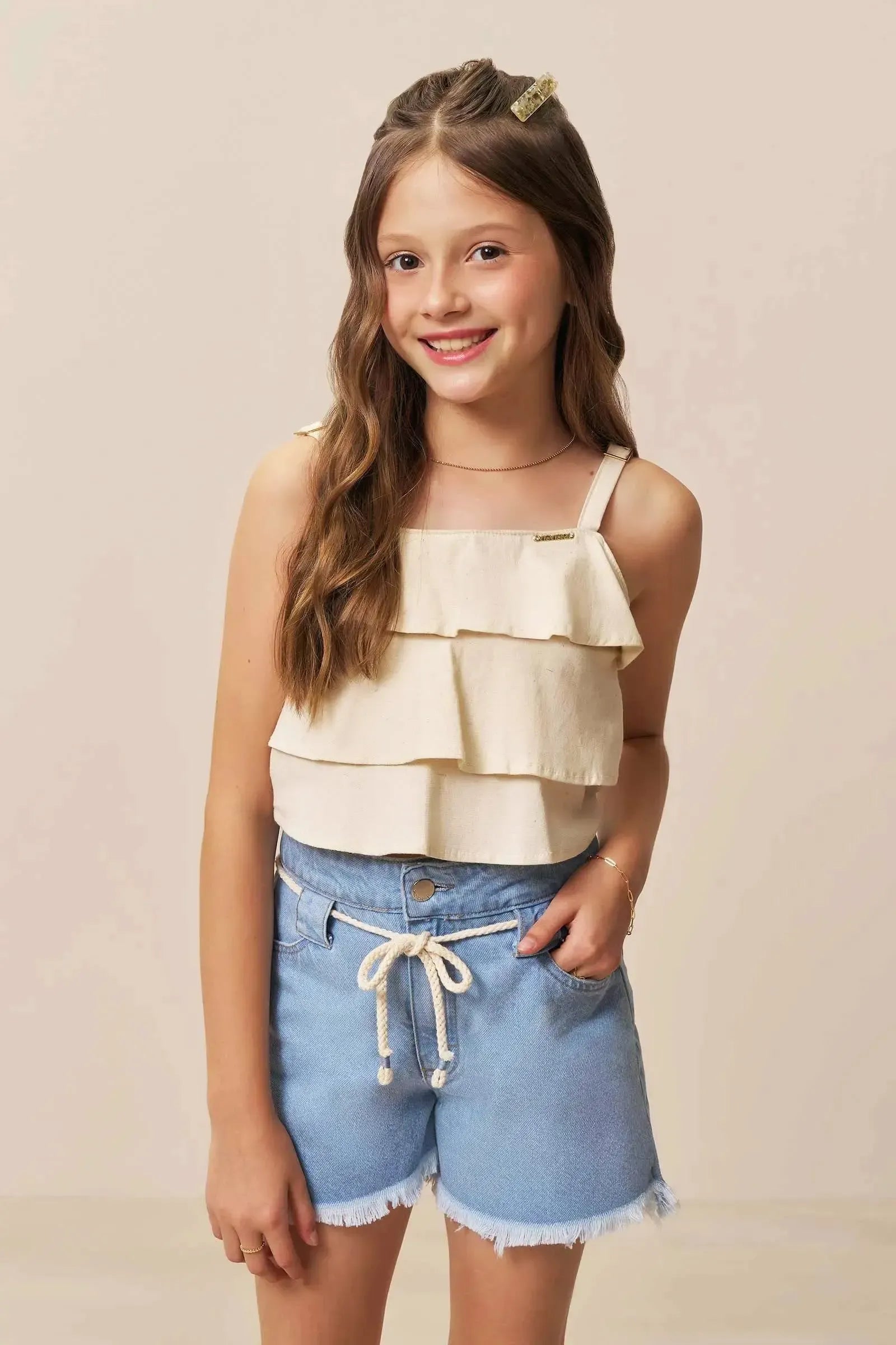 Shorts em Jeans 94388 Vic&Vicky Teen Menina