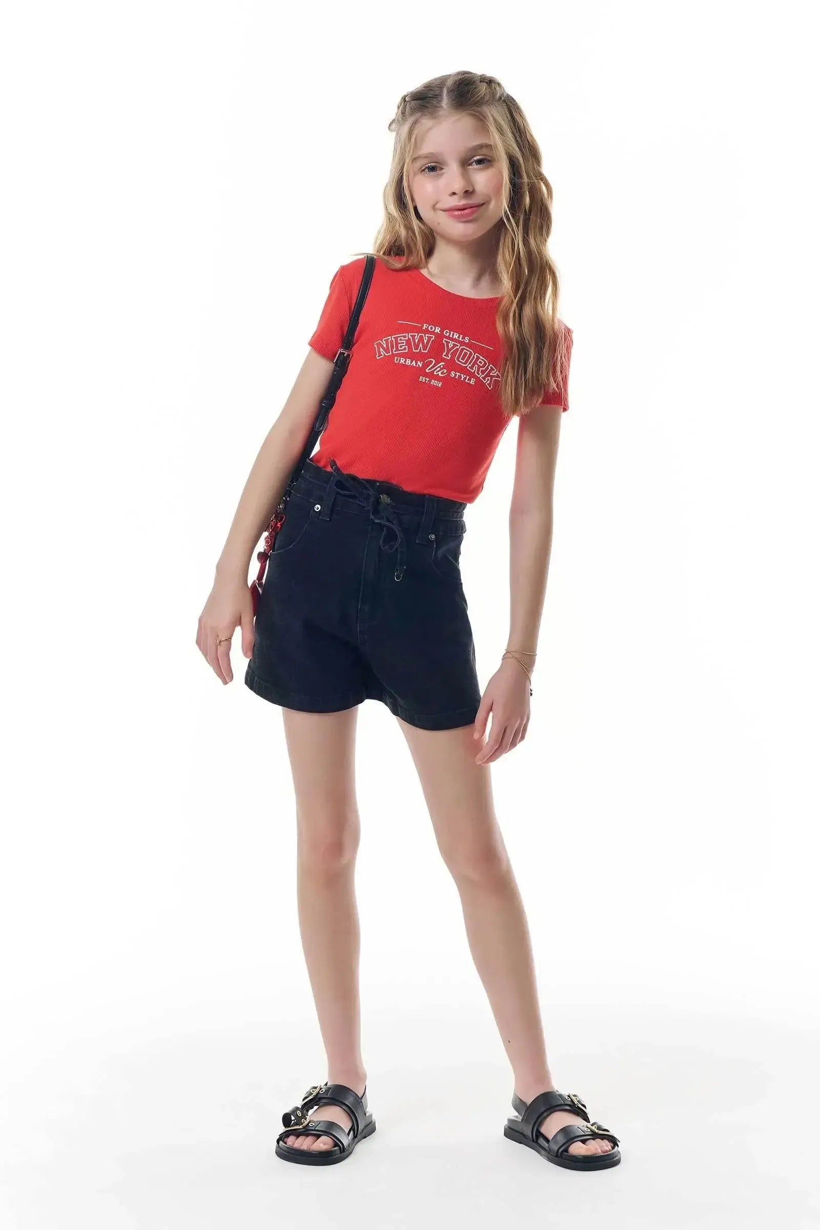 Shorts em Jeans Black com Elastano 95609 Vic&Vicky Teen Menina