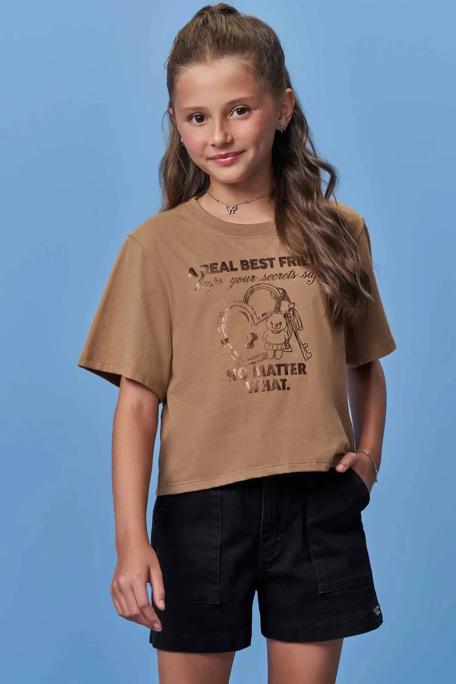 Shorts em Jeans Black com Elastano 97950 Vic Teen Menina