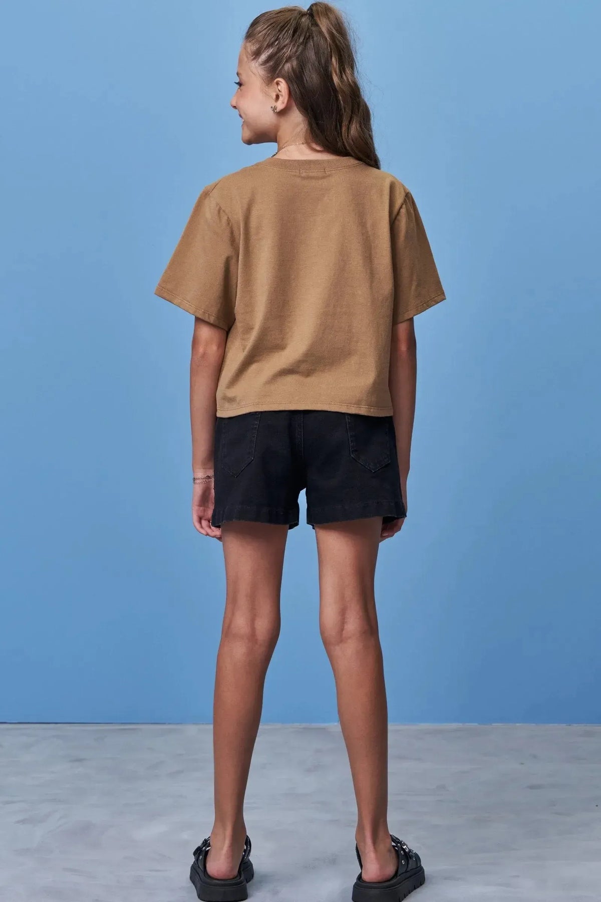 Shorts em Jeans Black com Elastano 97950 Vic Teen Menina