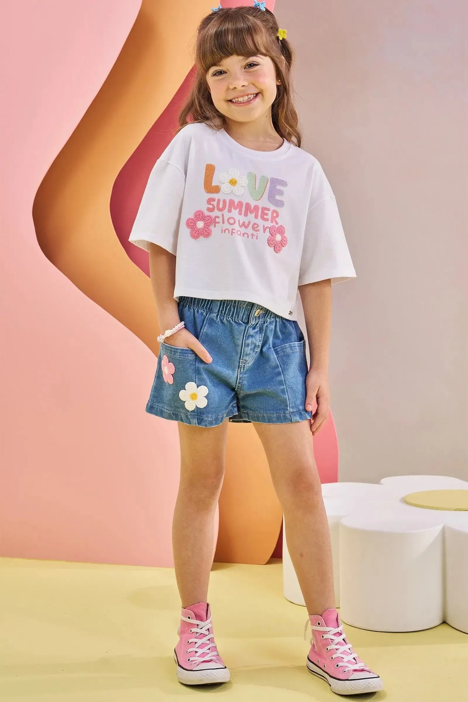 Shorts em Jeans com Elastano 82839 Infanti Infantil Menina