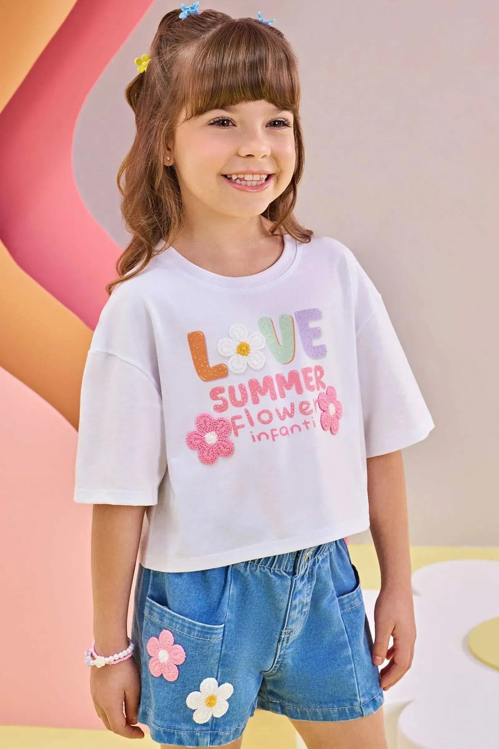 Shorts em Jeans com Elastano 82839 Infanti Infantil Menina