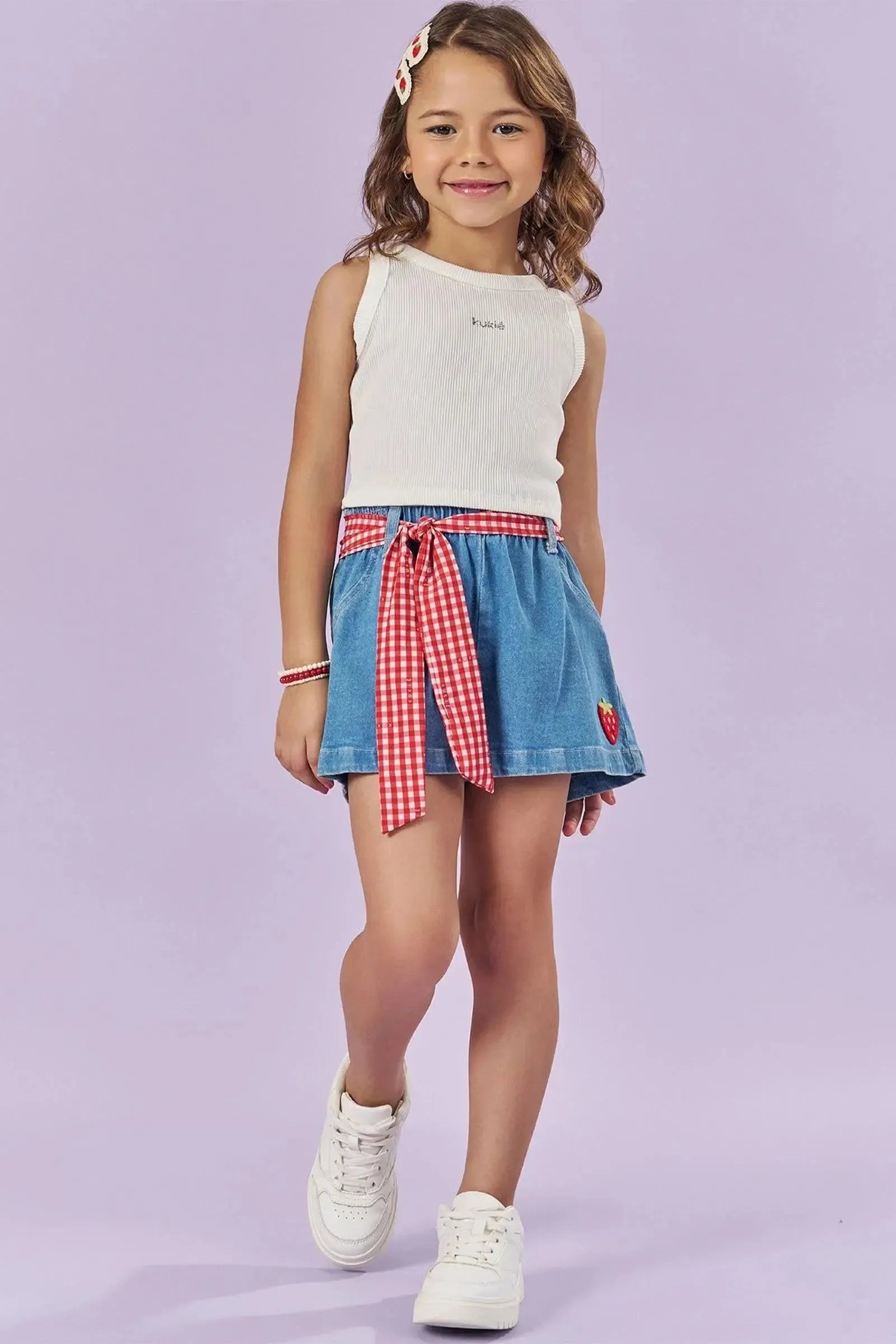 Shorts em Jeans com Elastano 83796 Kukiê Infantil Menina