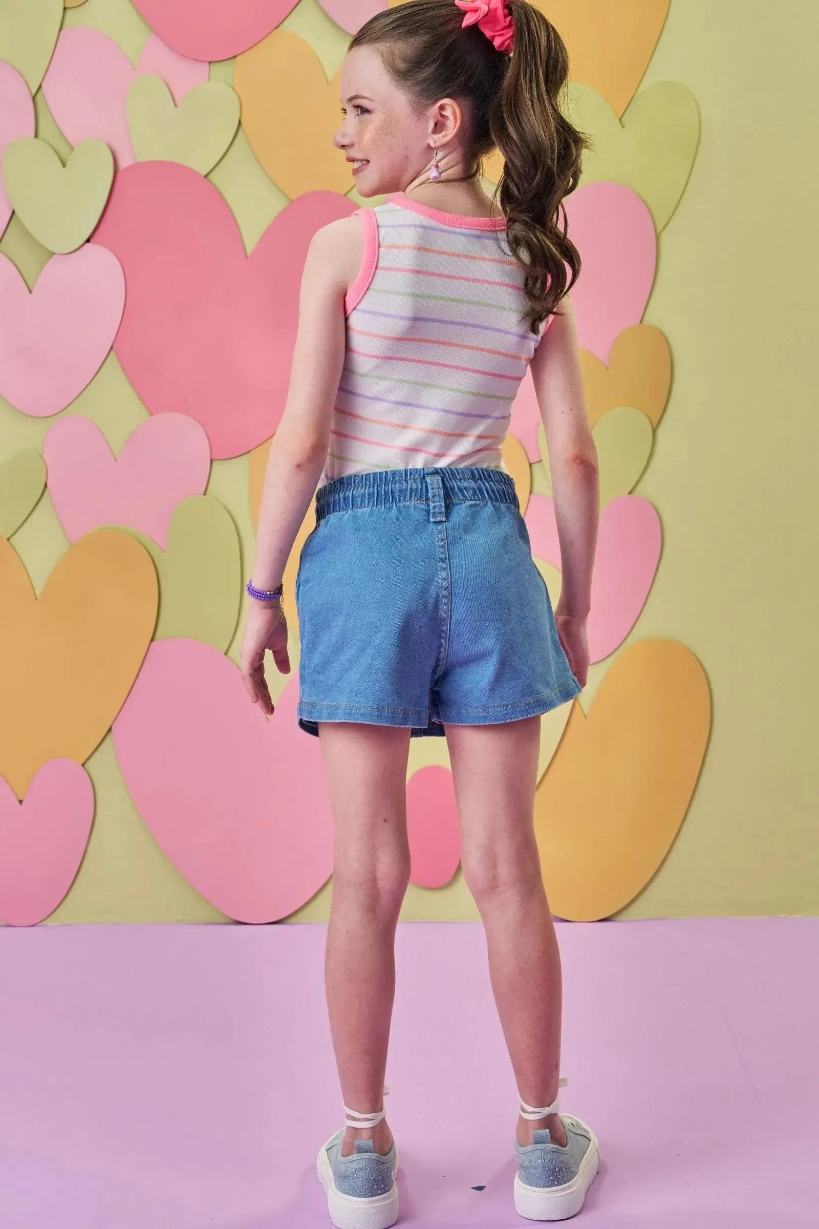 Shorts em Jeans com Elastano 86586 Infanti Infantil Menina