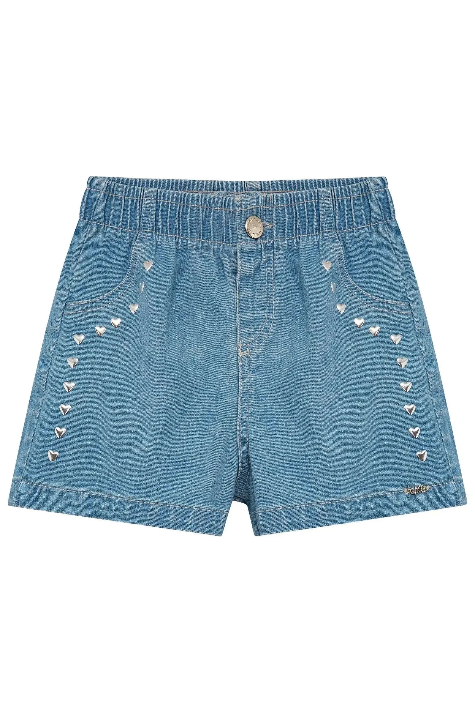 Shorts em Jeans com Elastano 94827 Kukiê Infantil Menina