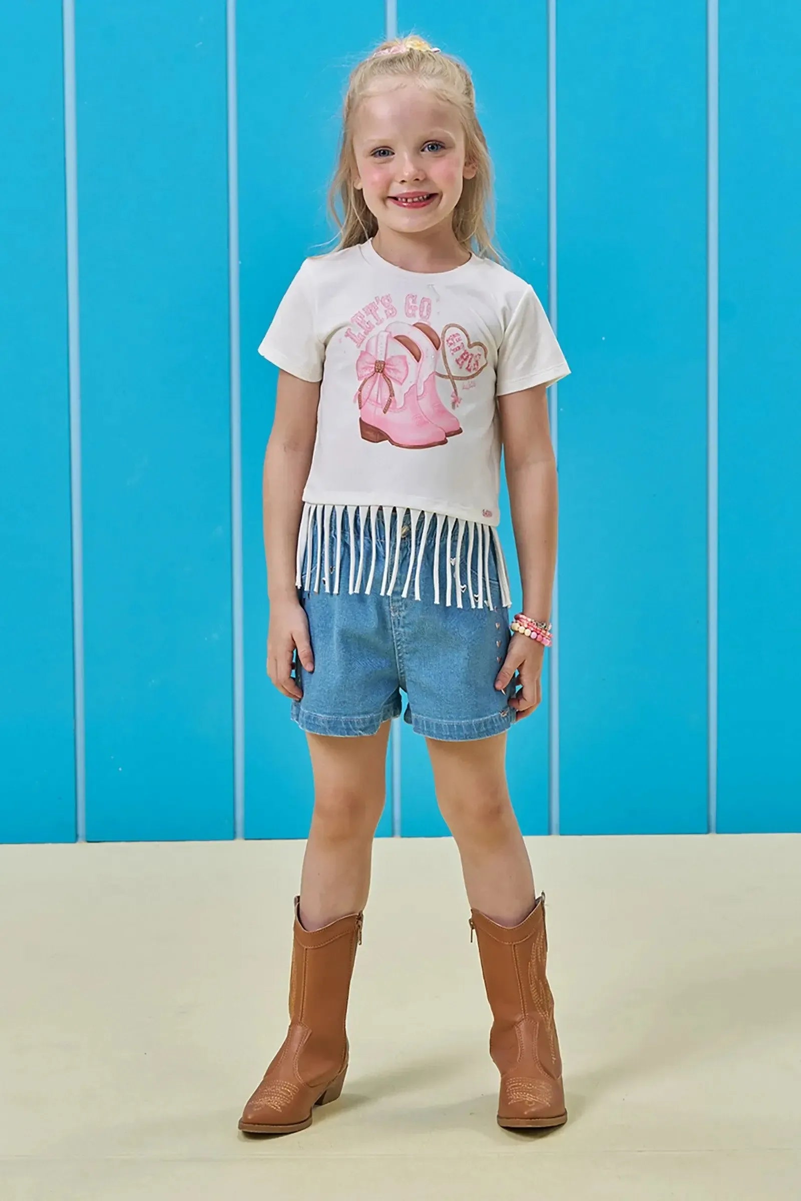 Shorts em Jeans com Elastano 94827 Kukiê Infantil Menina