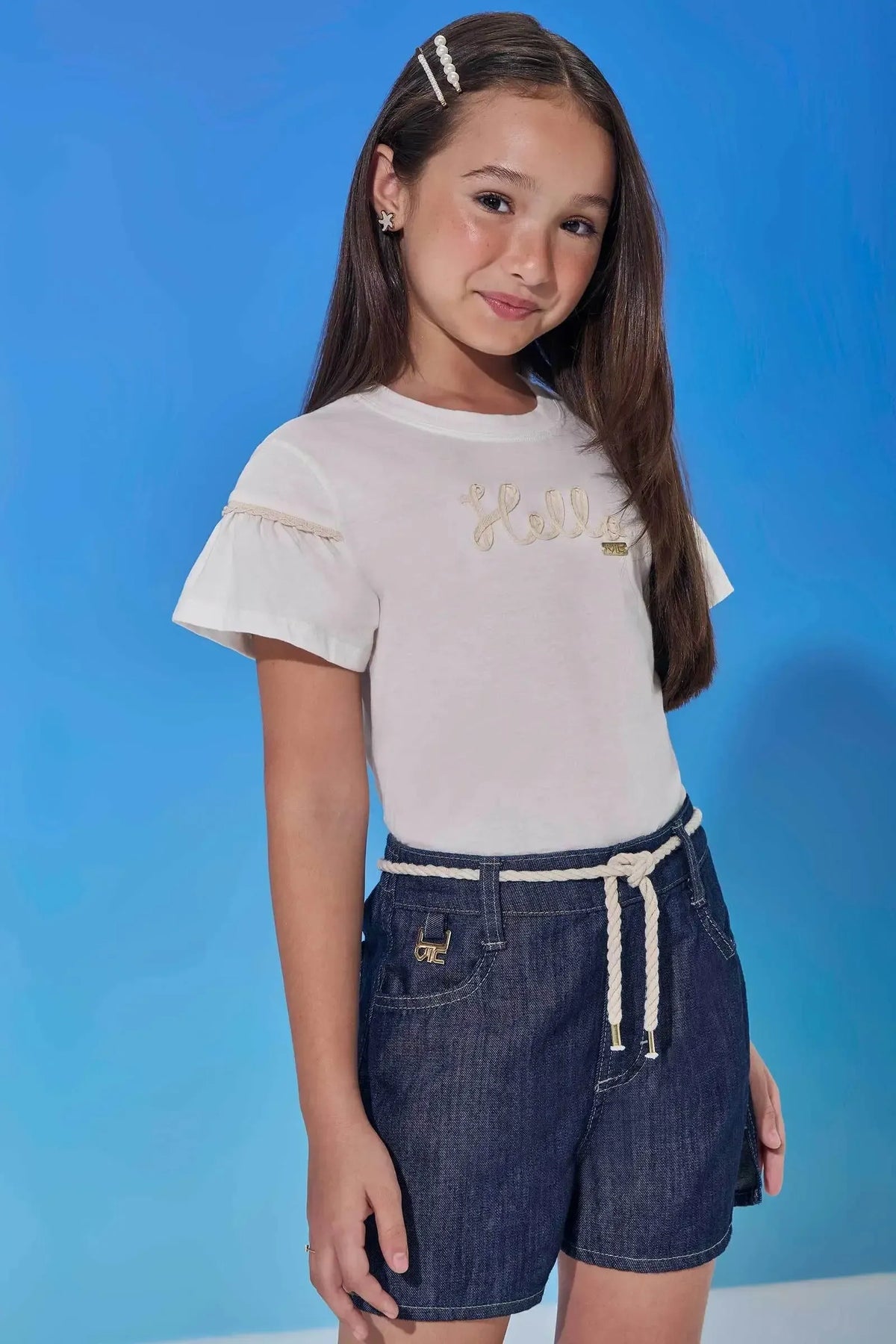 Shorts em Jeans com Elastano 98266 Vic Teen Menina